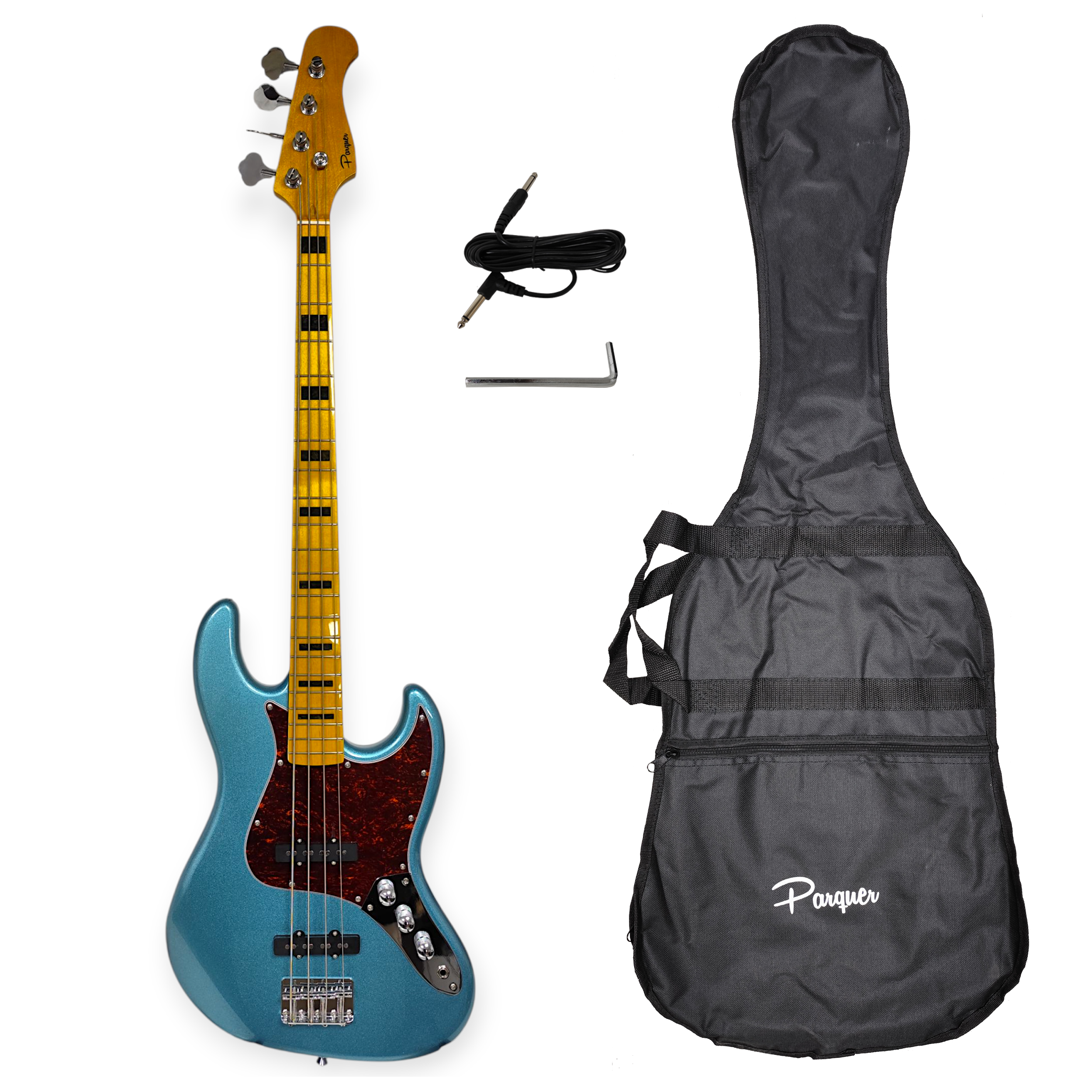 Bajo Electrico Parquer Jazz Bass Tipo Fender Azul Con Funda