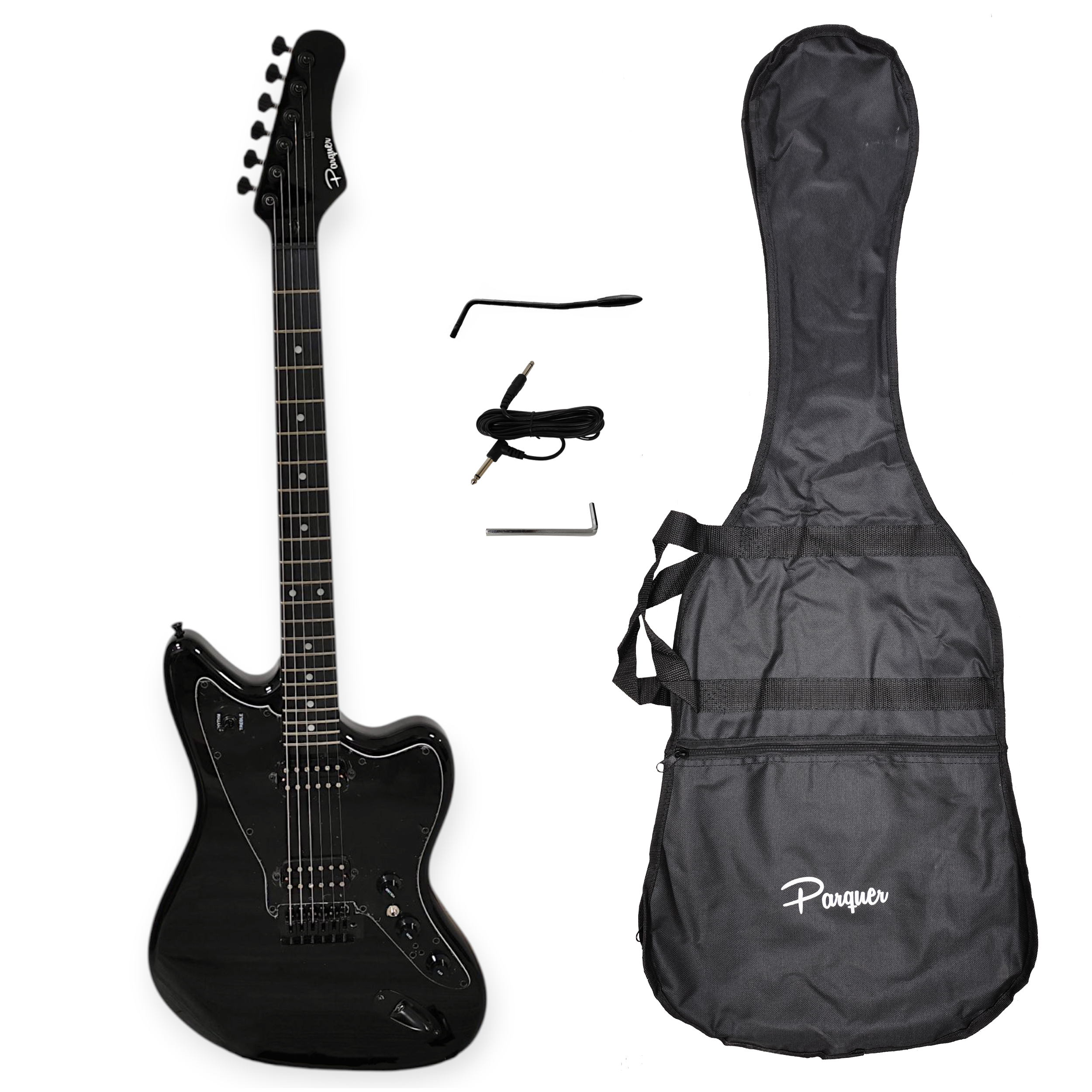 Guitarra Electrica Color Negro Tipo Jaguar Con Funda Cable
