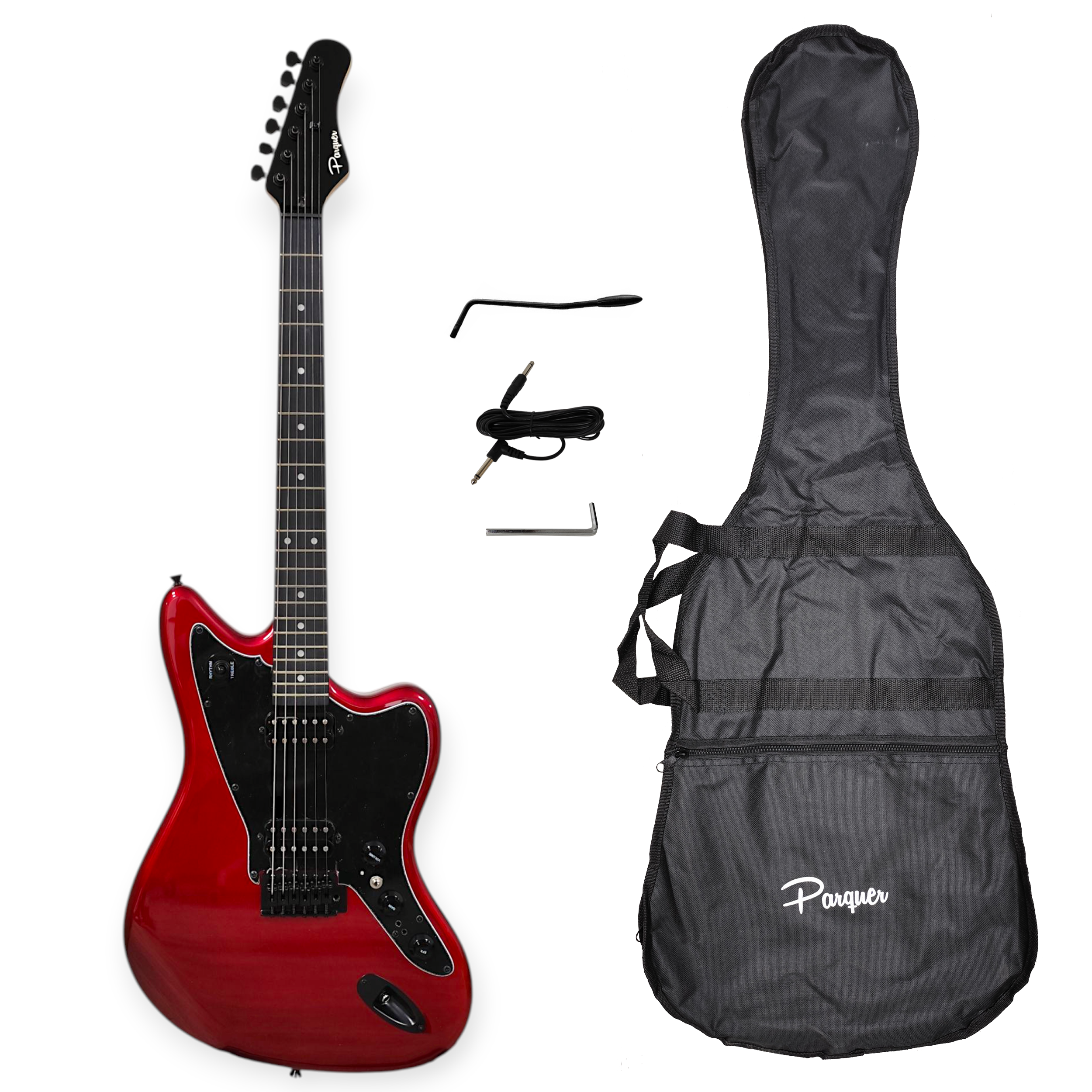 Guitarra Electrica Color Rojo Tipo Jaguar Con Funda Cable