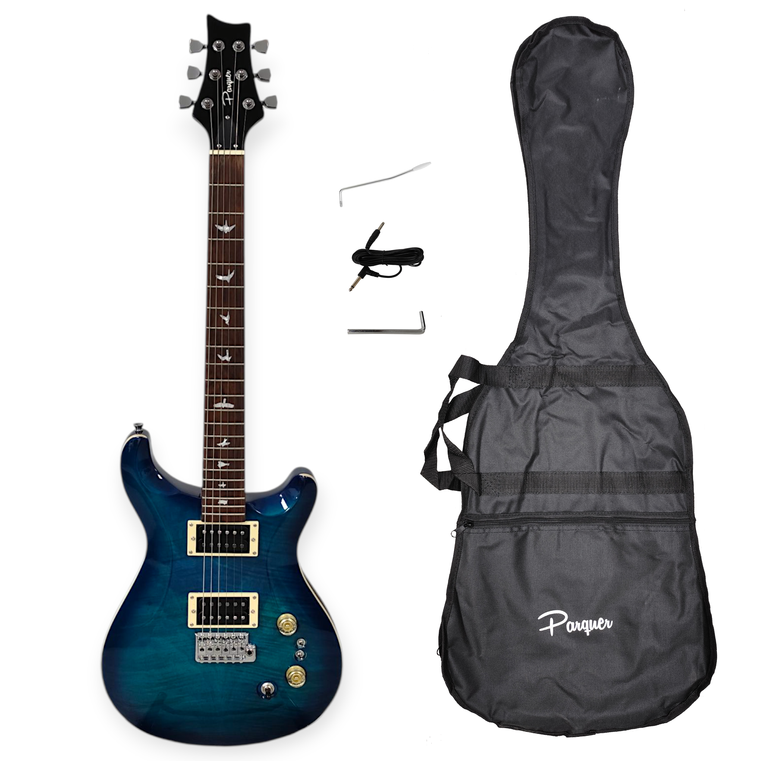 Guitarra Electrica PRS10 Azul Doble Humbucker Cable Funda