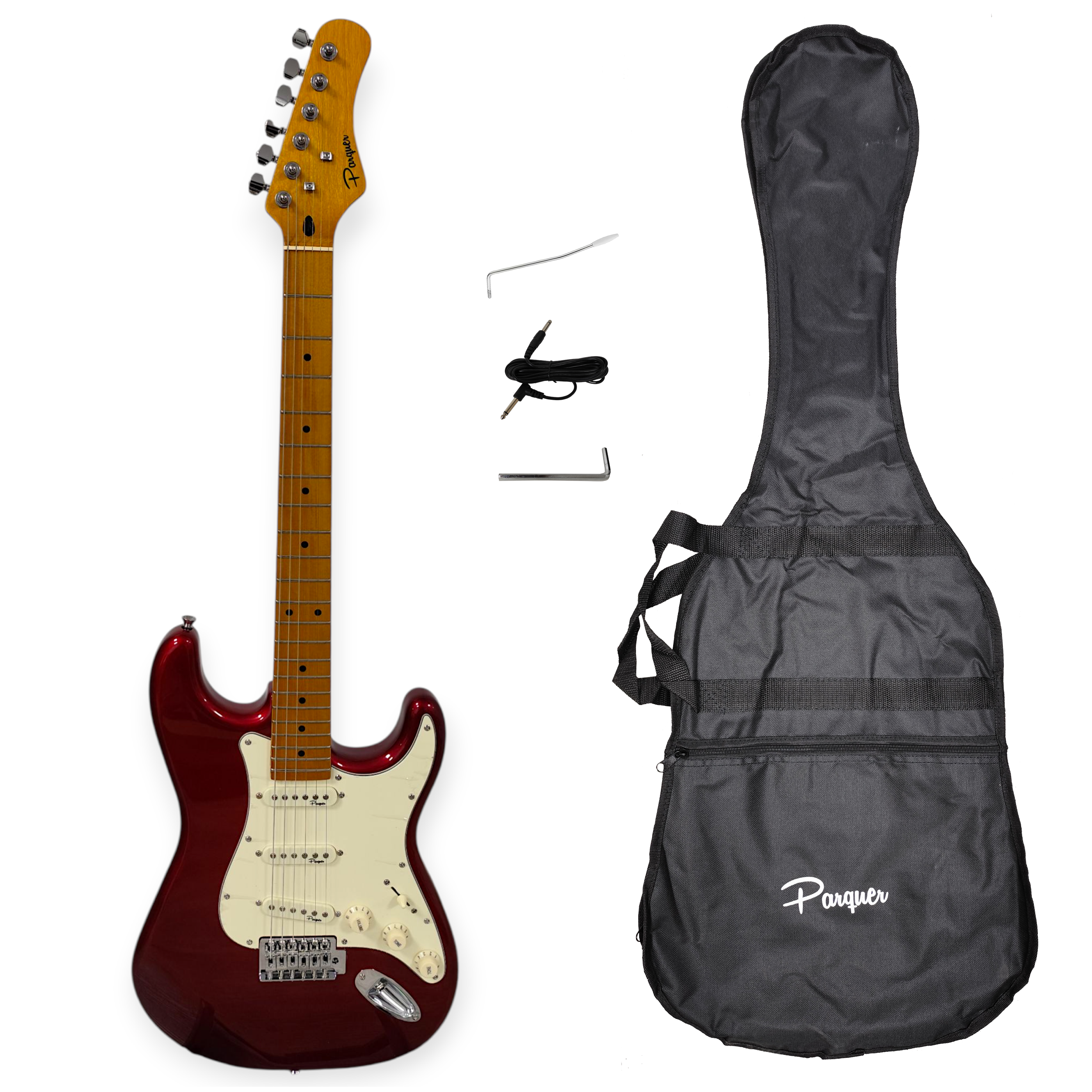 Guitarra Electrica Stratocaster Vintage Arce Funda Cable Rojo