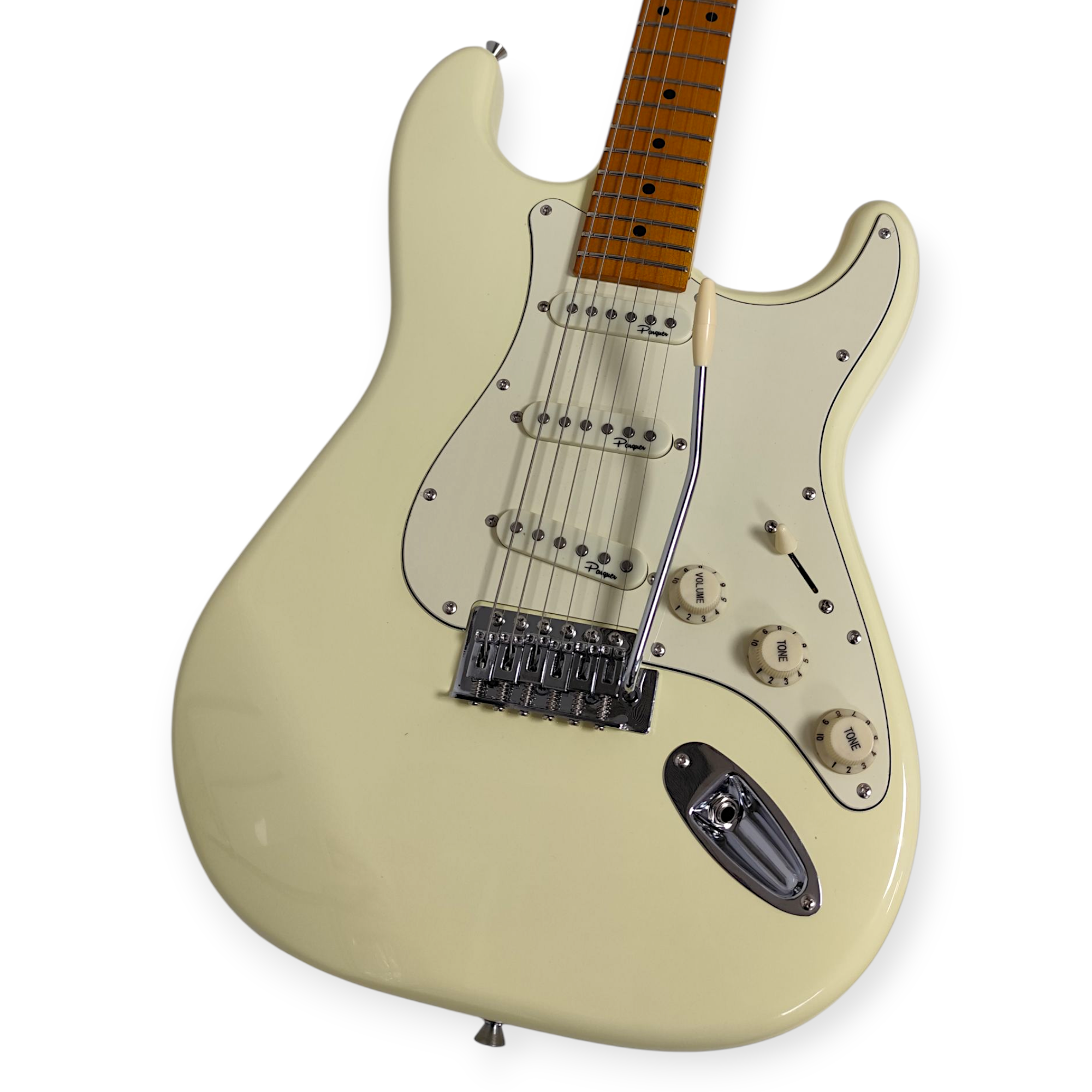 Guitarra Electrica Stratocaster Vintage Arce Funda Cable Blanco - Imagen 3