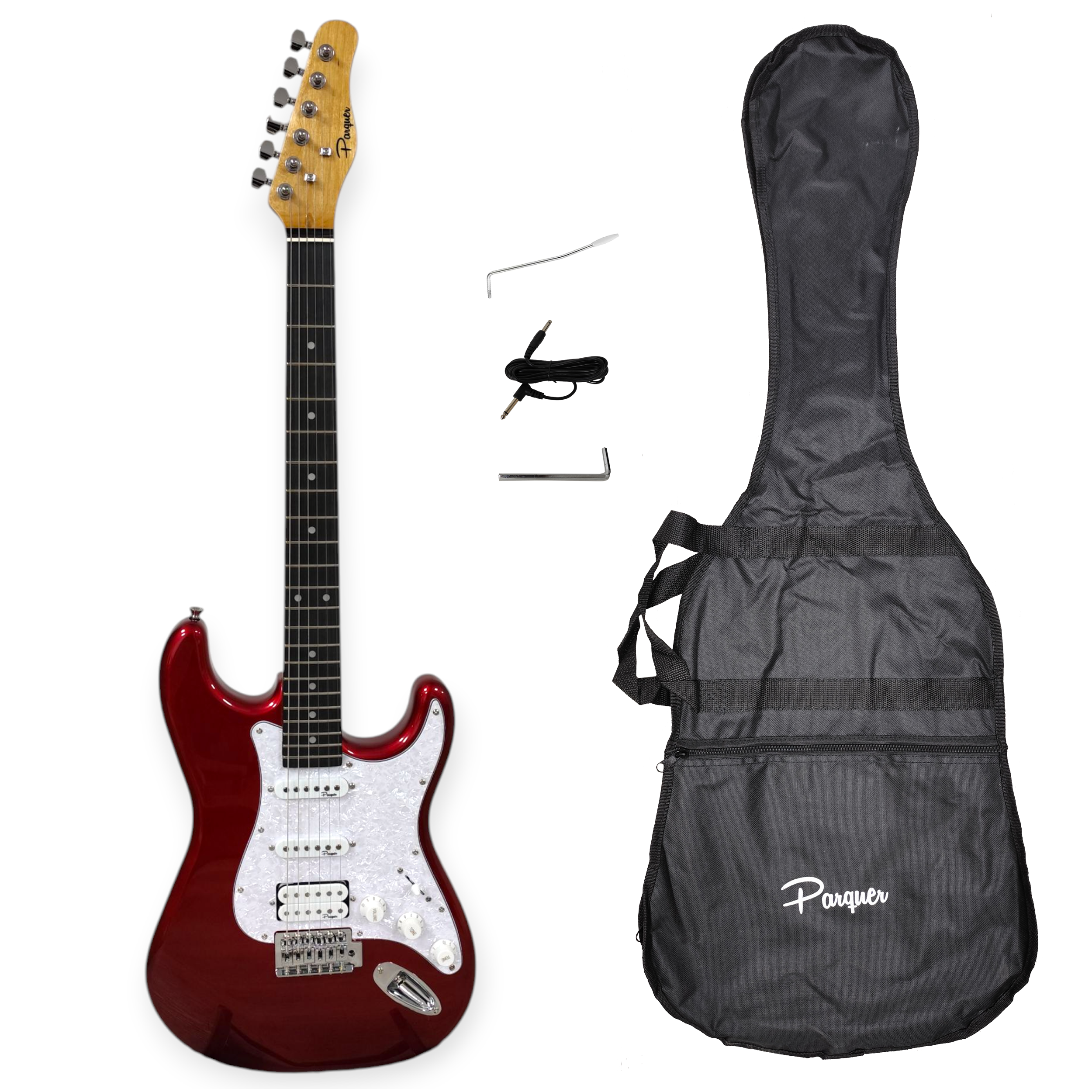 Guitarra Electrica Parquer Stratocaster St400 Funda Cable Rojo