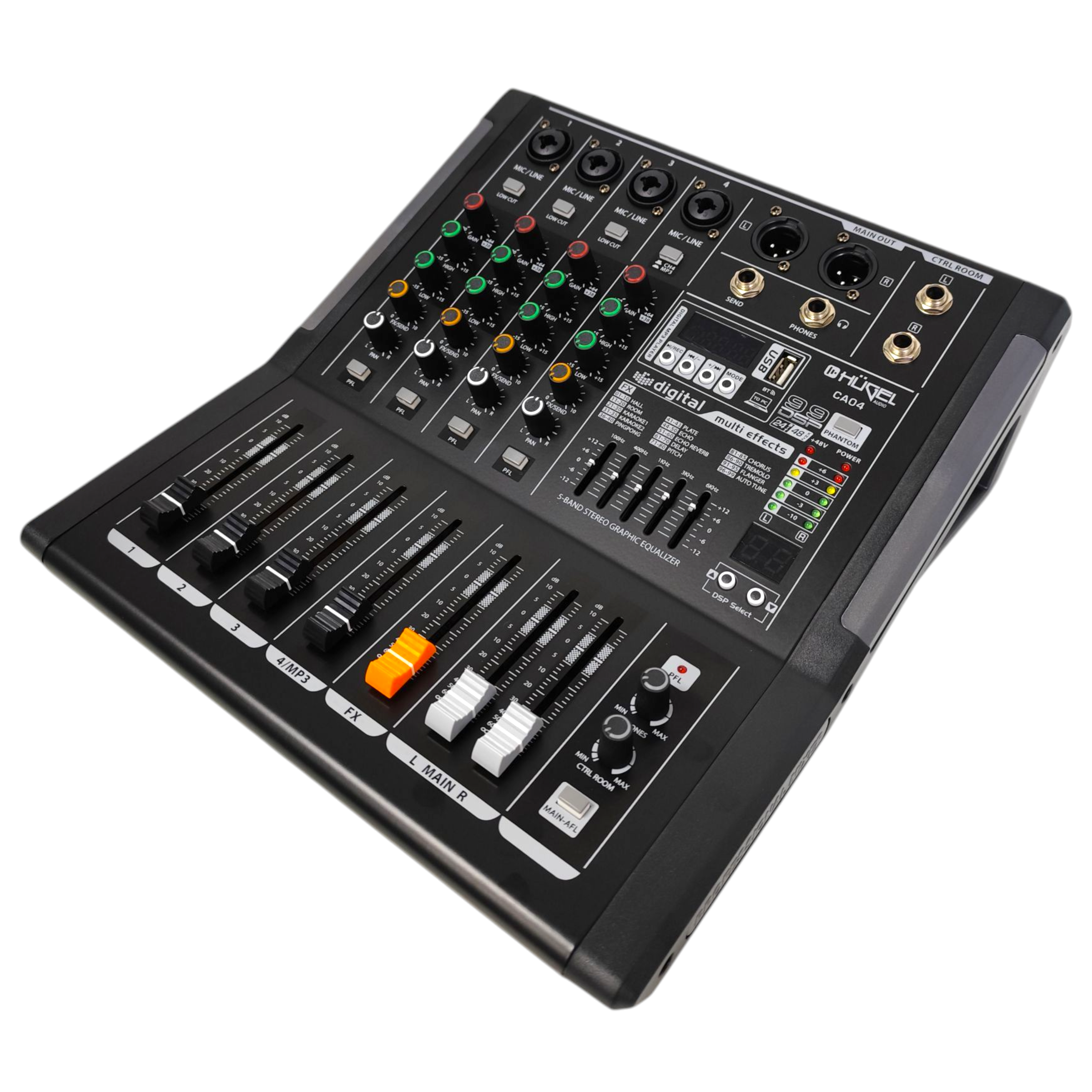 Consola Mixer Hugel 4 Canales Efectos 99 Dsp Bluetooth Usb - Imagen 2