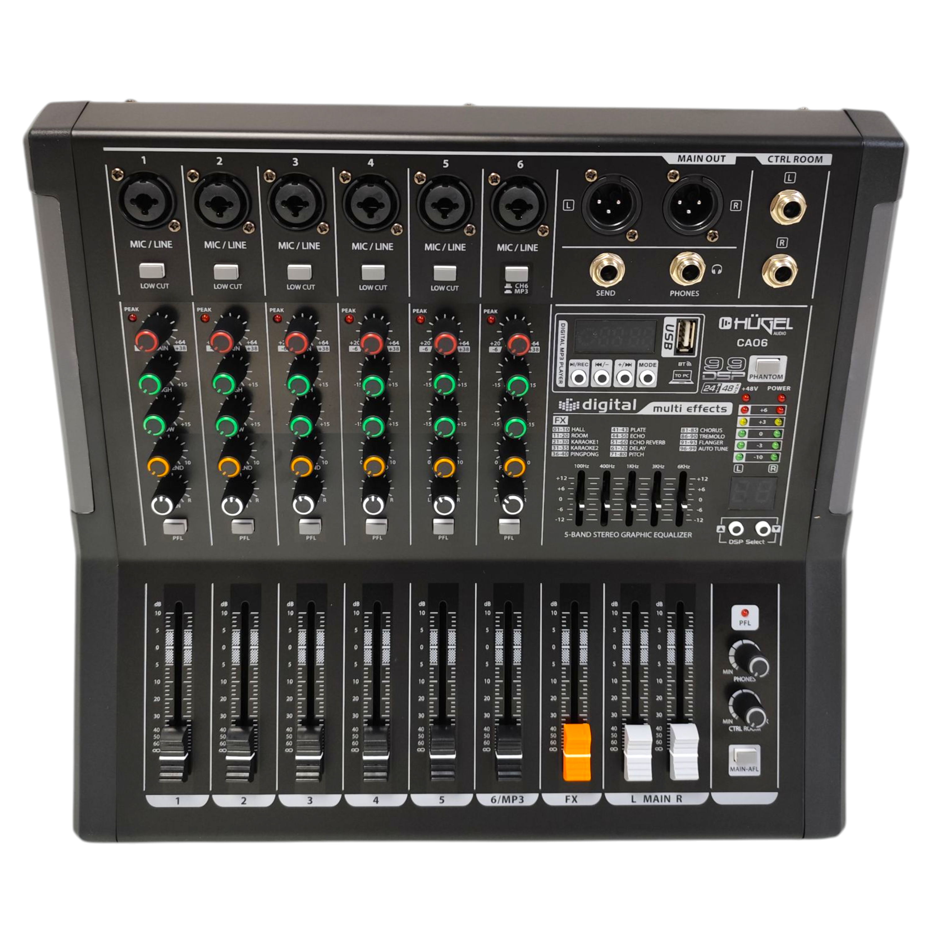 Consola Mixer Hugel 6 Canales Efectos 99 Dsp Bluetooth