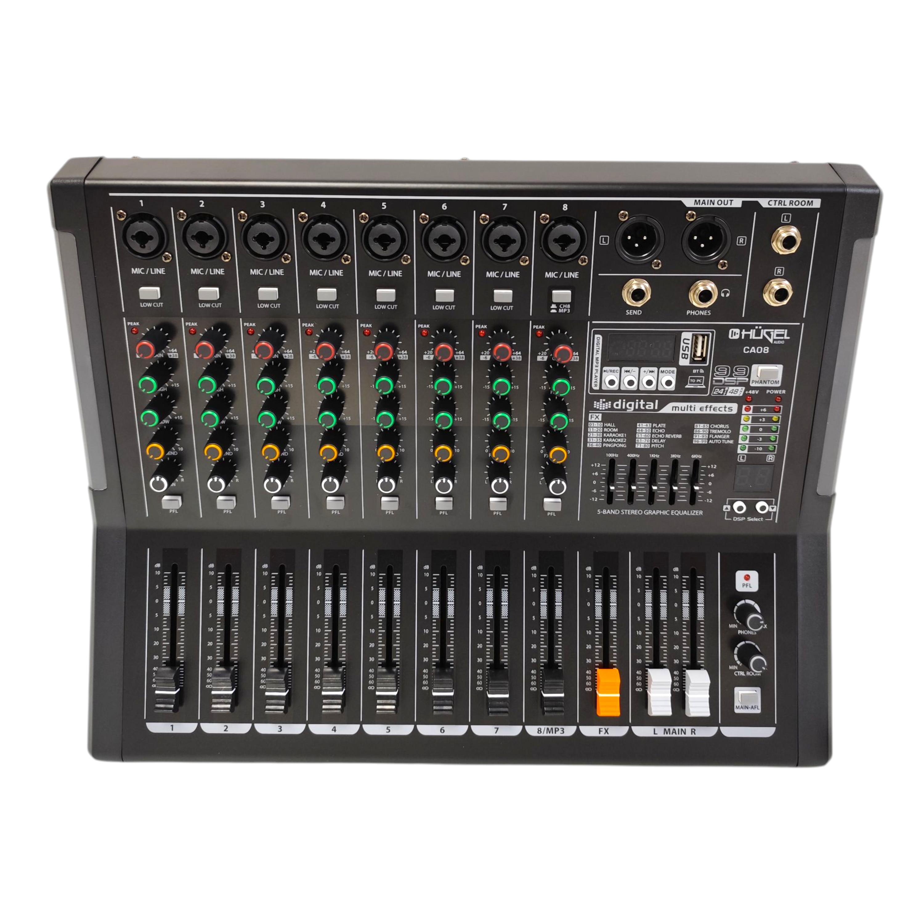 Consola Mixer Hugel 8 Canales Efectos 99 Dsp Bluetooth Usb