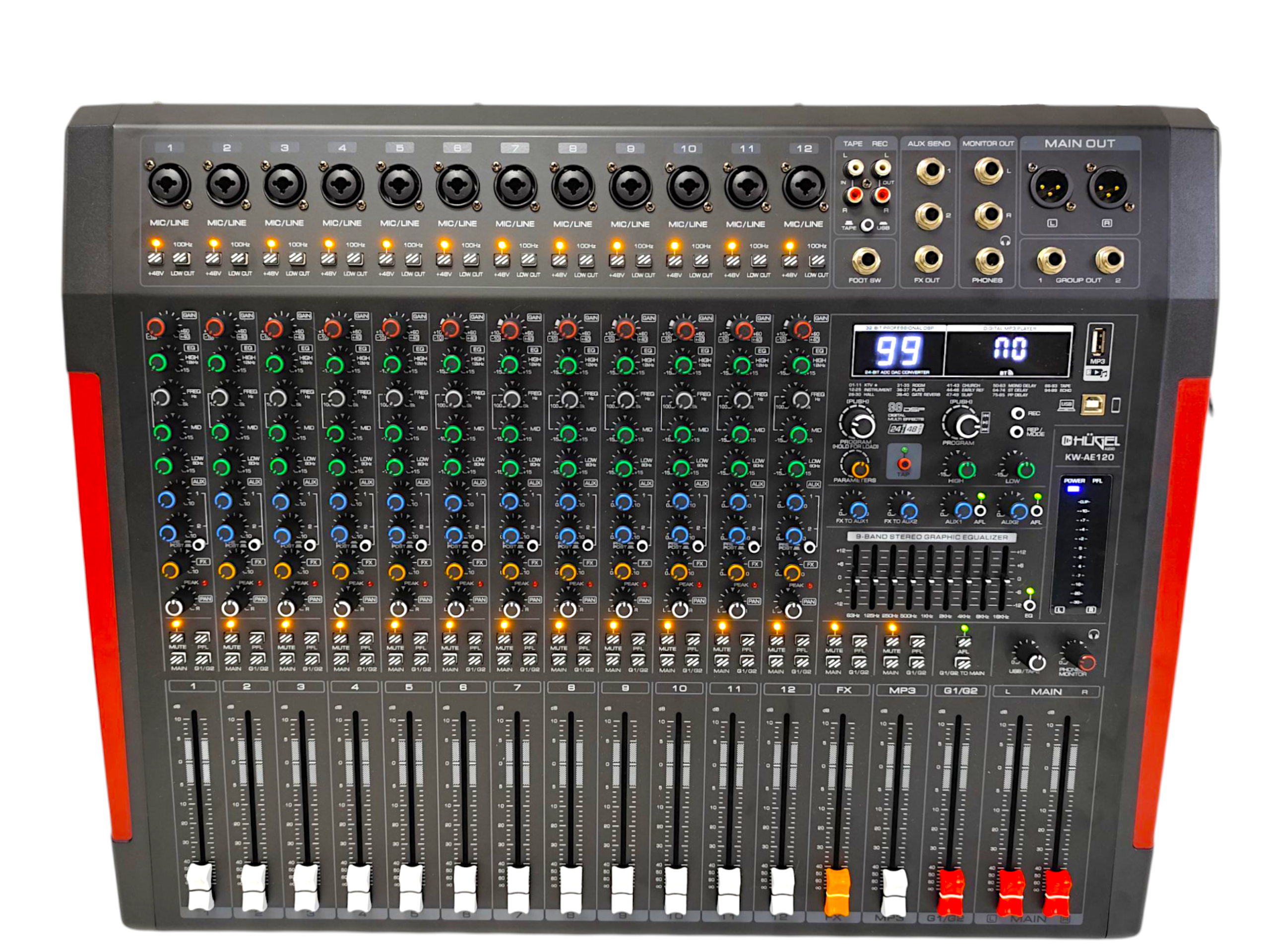 Consola Mixer Potenciada 550w Rms 12 Canales Bluetooth Usb