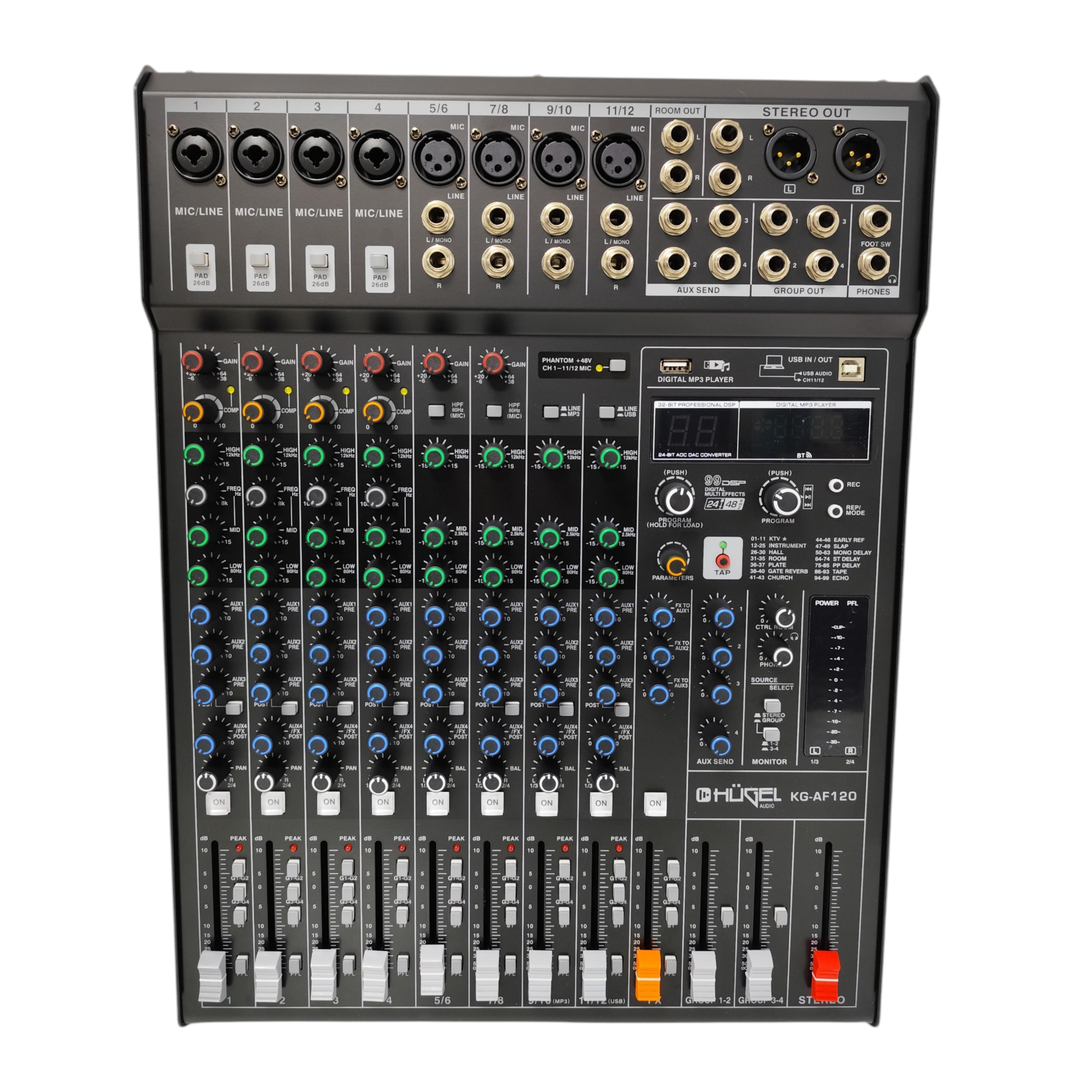 Consola Mixer Hügel 12 Canales Usb Bluetooth 99 Dsp Mp3