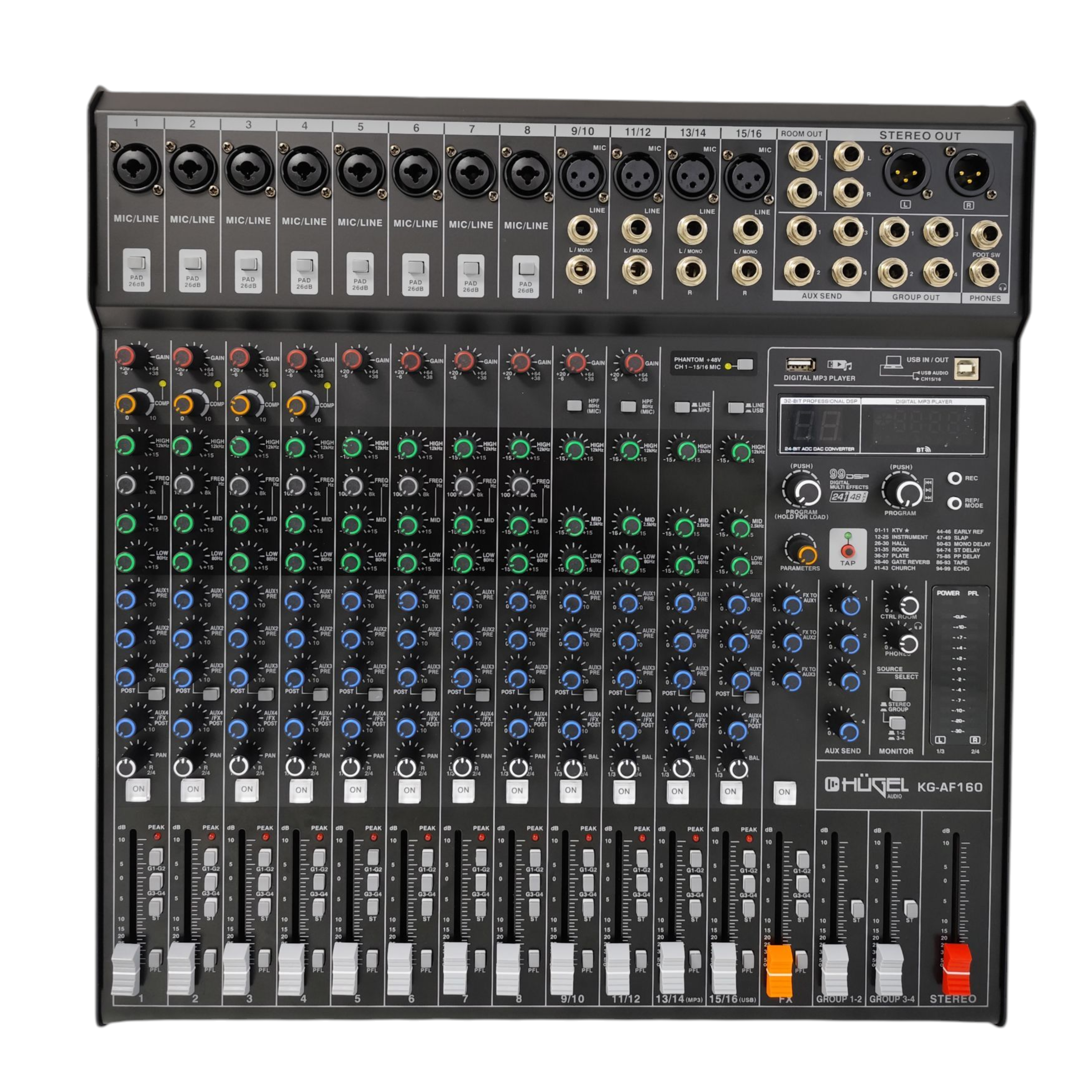 Consola Mixer Hügel 16 Canales Usb Bluetooth 99 Dsp Mp3