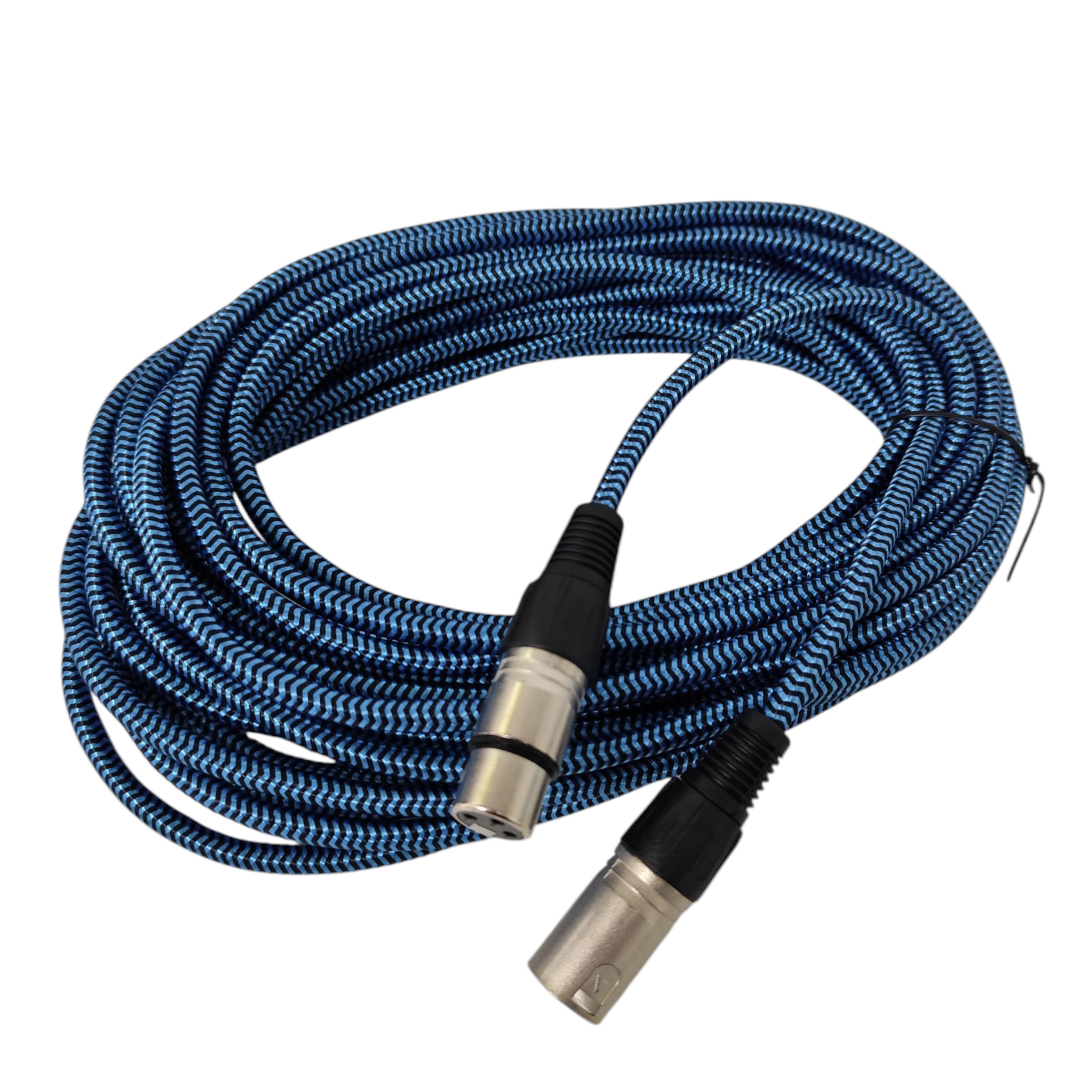 Cable Mallado Canon XLR Micrófono 10 Metros Azul y Negro