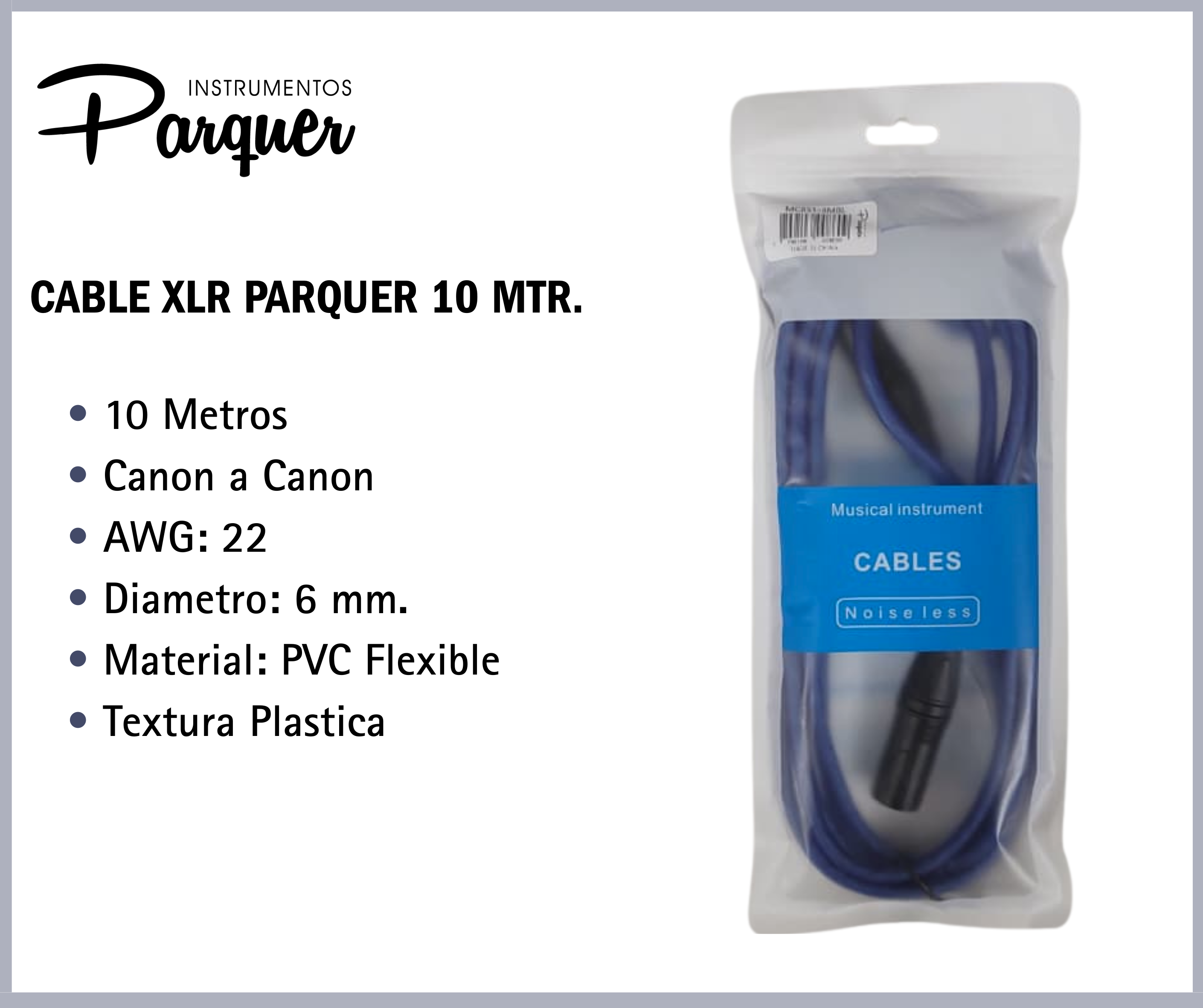 Cable Xlr Canon Parquer 10 Metros Balanceado Profesional - Imagen 2