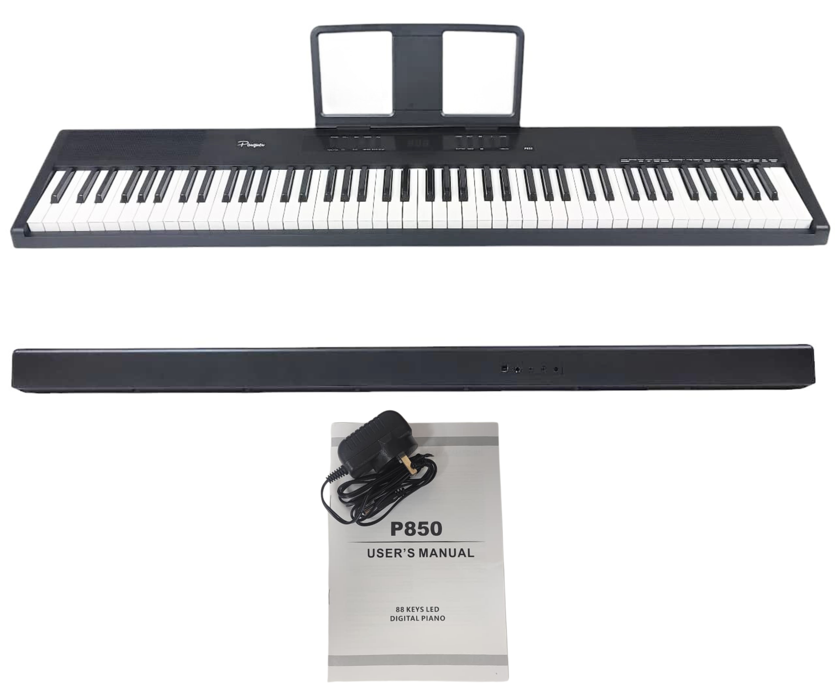 Piano Digital Parquer 88 Teclas Portable Negro 7 Octavas Con Fuente - Imagen 6