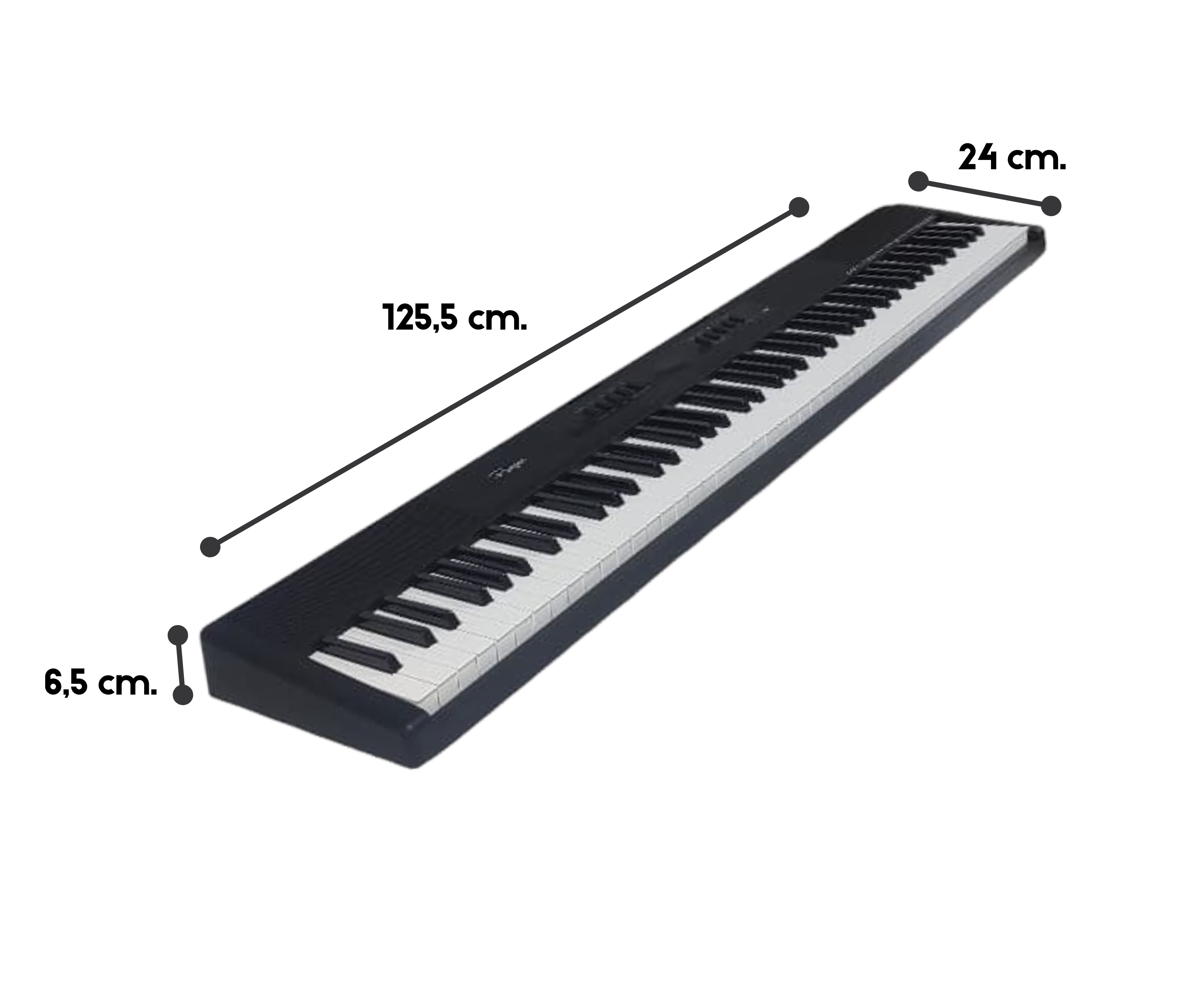 Piano Digital Parquer 88 Teclas Portable Negro 7 Octavas Con Fuente - Imagen 2