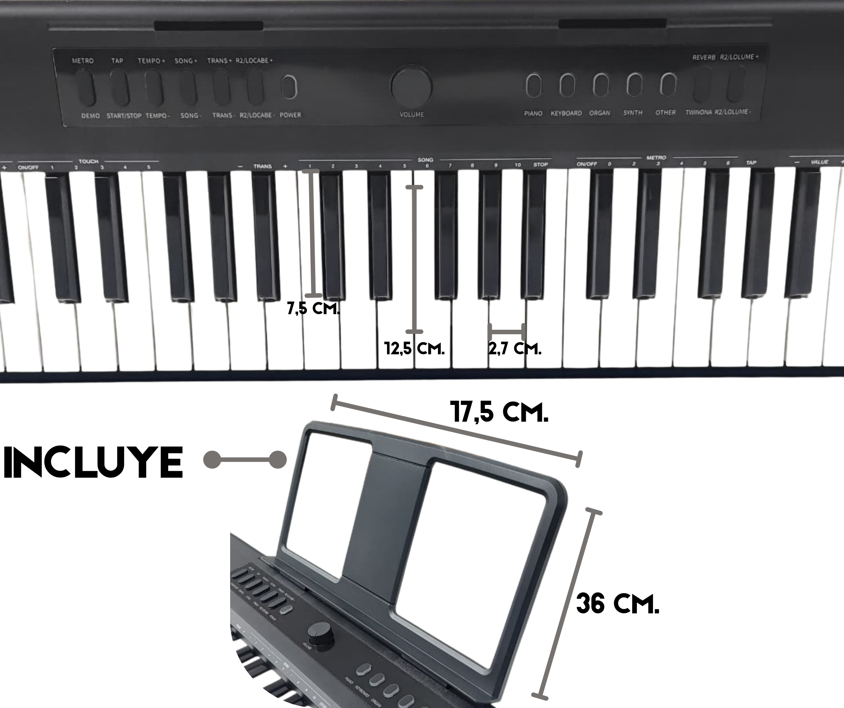 Piano Digital Parquer 88 Teclas Sensitivo 7/8 Octavas Negro - Imagen 5
