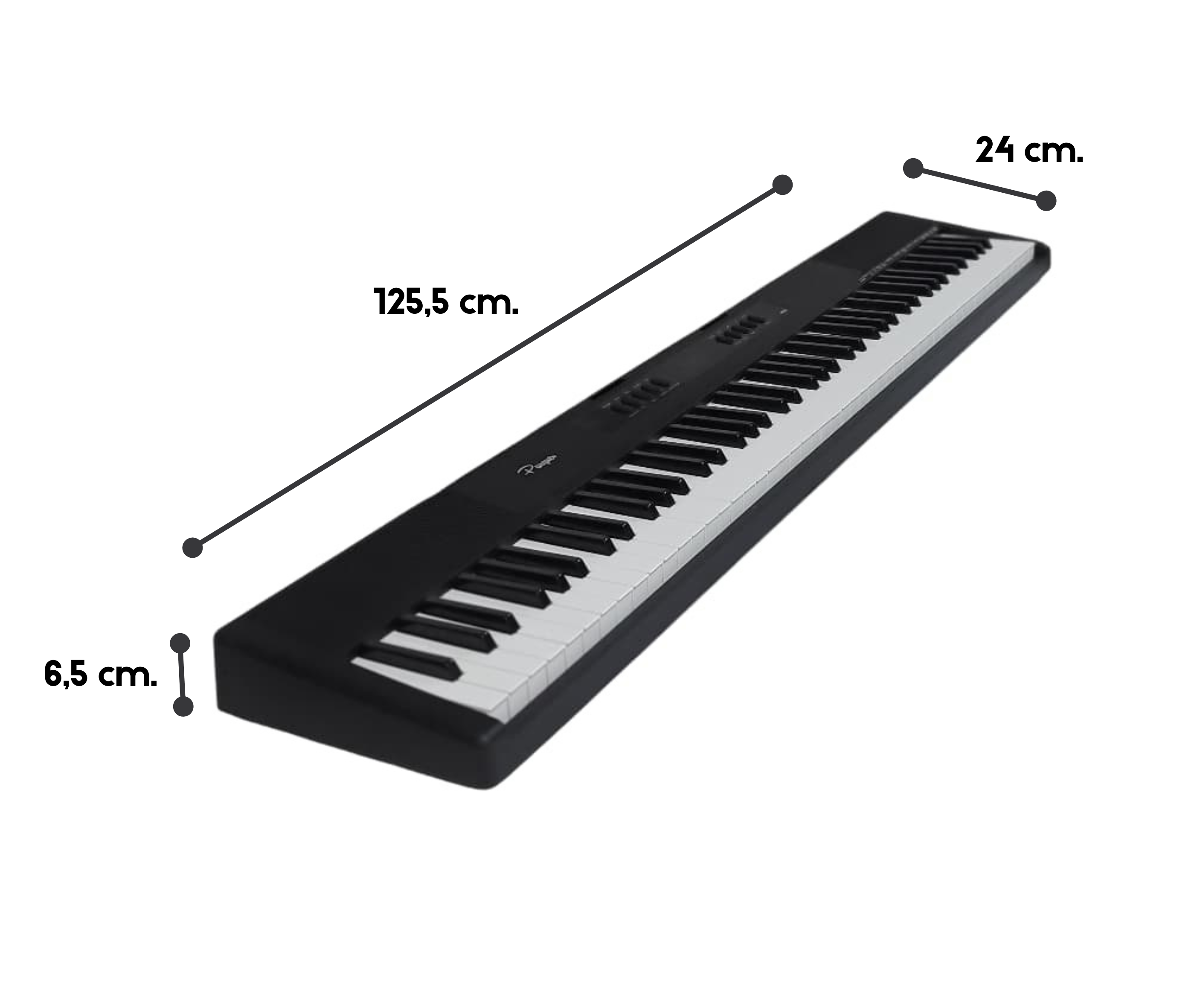Piano Digital Parquer 88 Teclas Portable Negro 7 Octavas Negro - Imagen 2