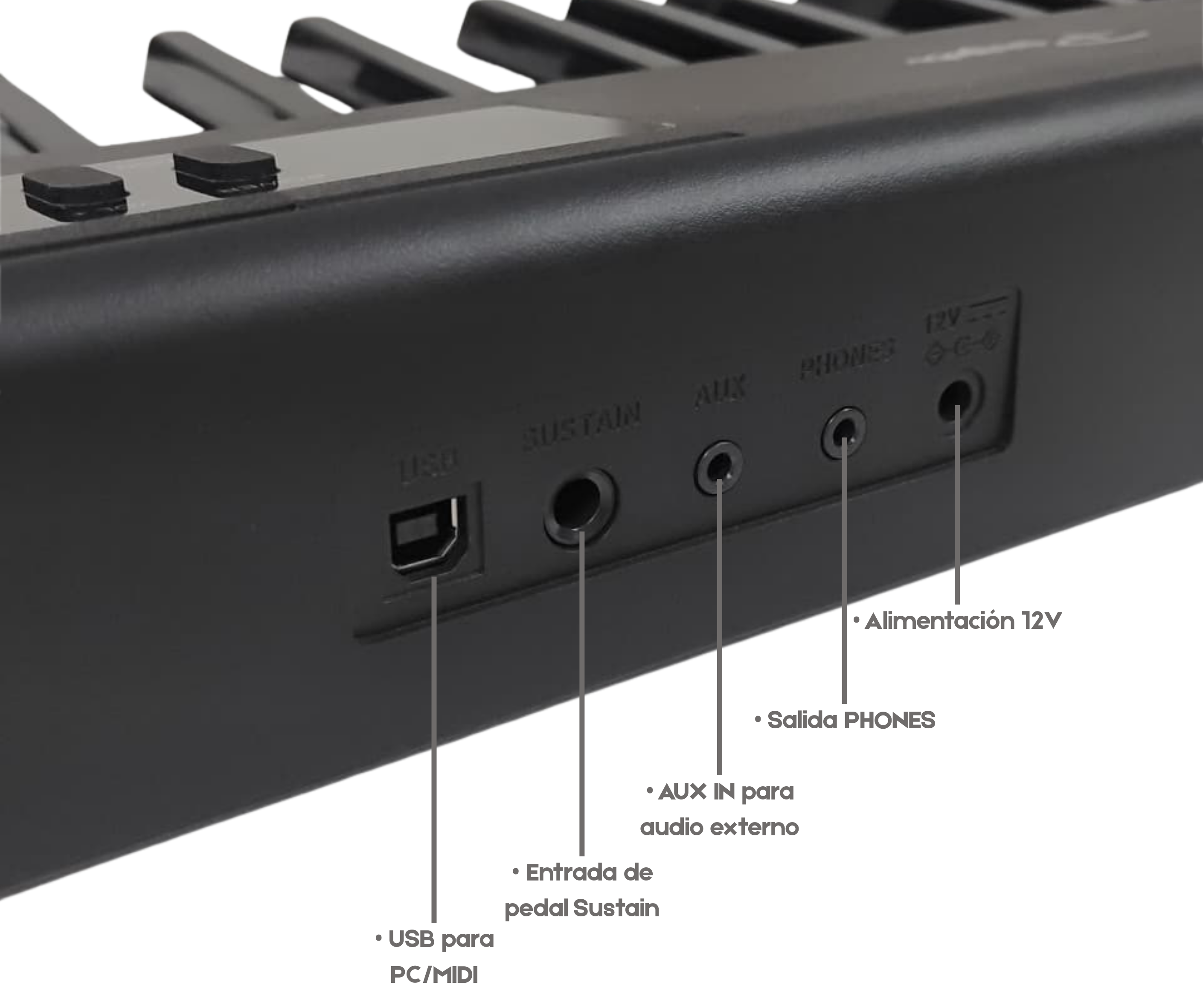 Piano Digital Parquer 88 Teclas Portable Negro 7 Octavas Negro - Imagen 3