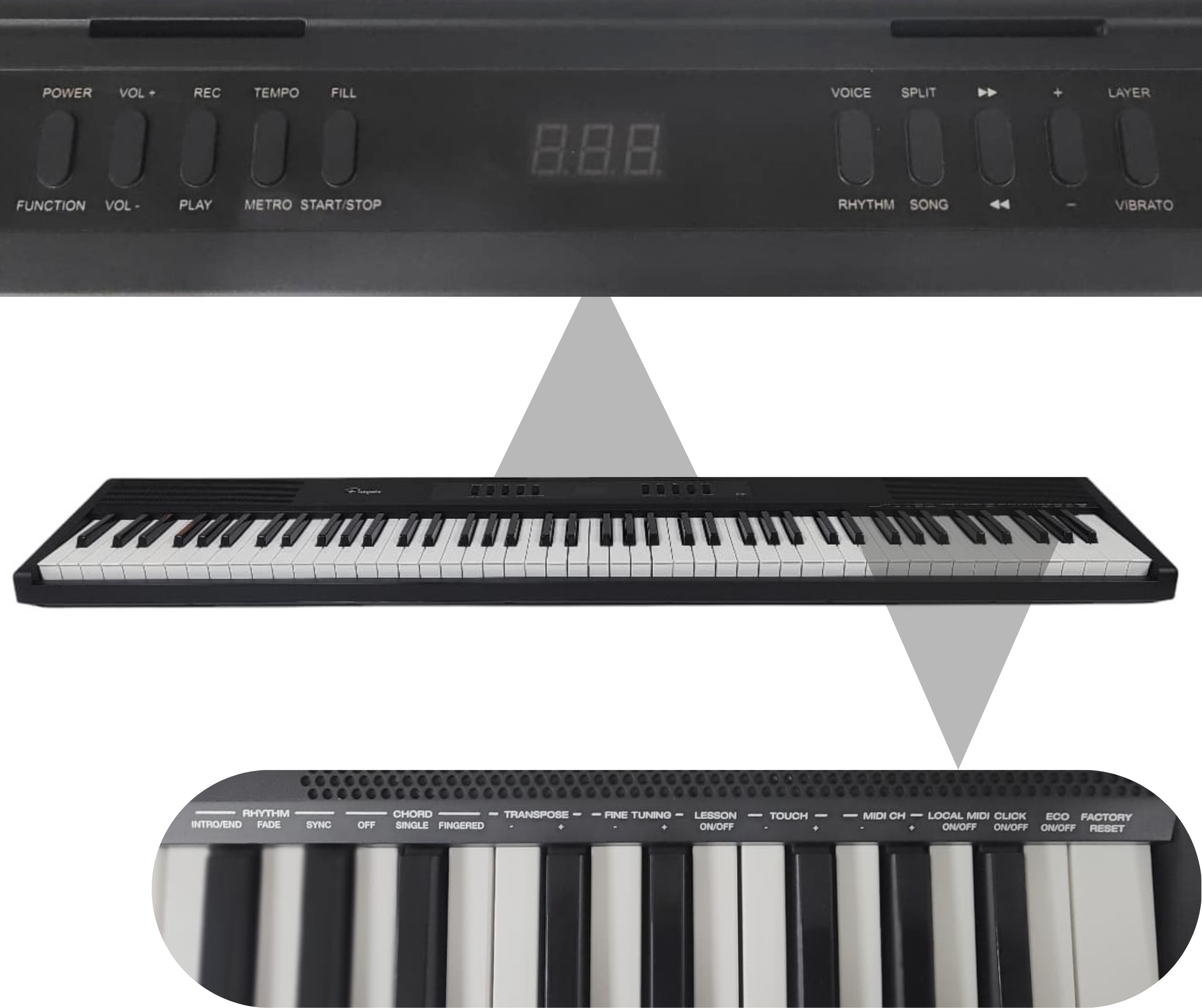 Piano Digital Parquer 88 Teclas Portable Negro 7 Octavas Con Fuente - Imagen 5