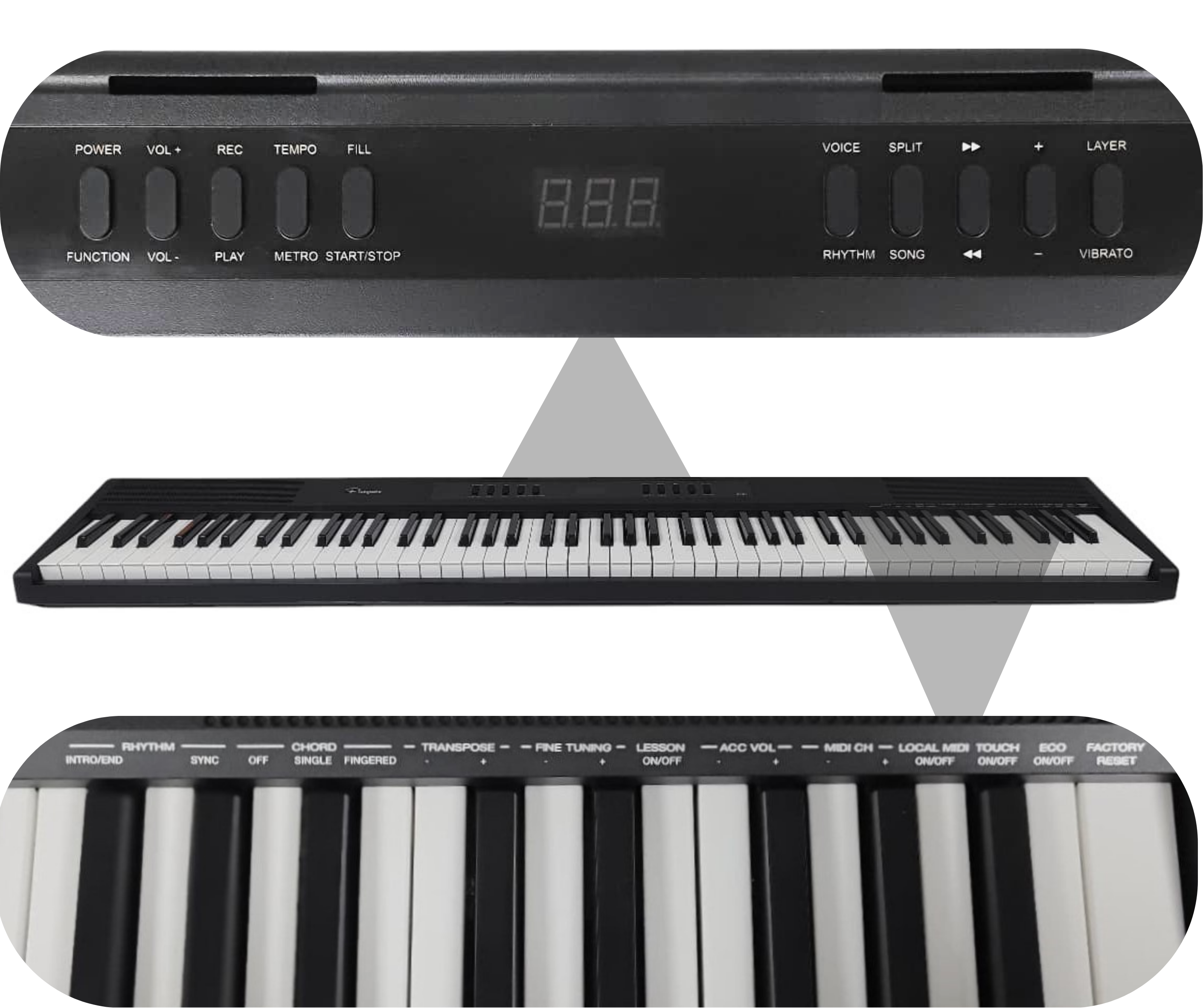 Piano Digital Parquer 88 Teclas Portable Negro 7 Octavas Negro - Imagen 5