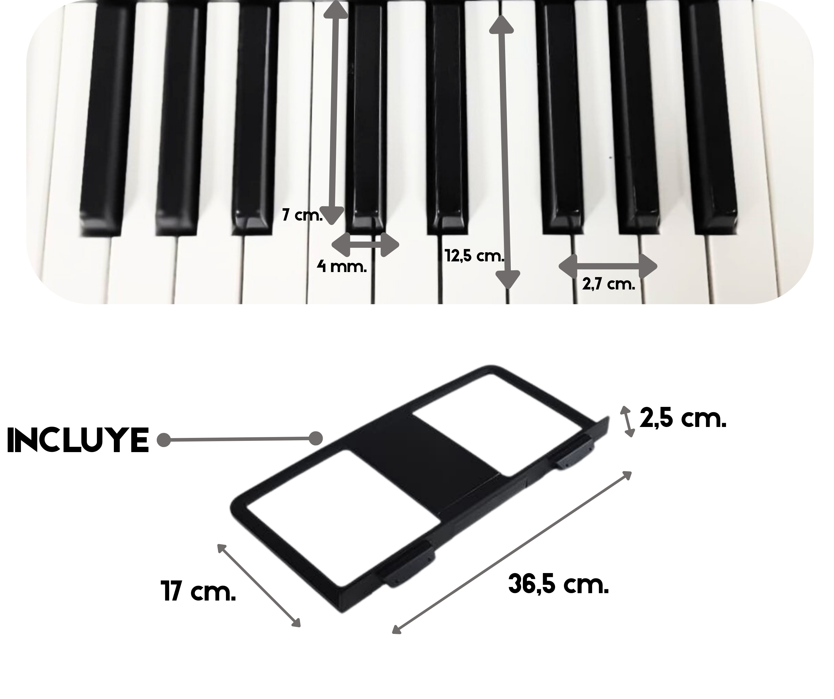 Piano Digital Parquer 88 Teclas Portable Negro 7 Octavas Con Fuente - Imagen 4