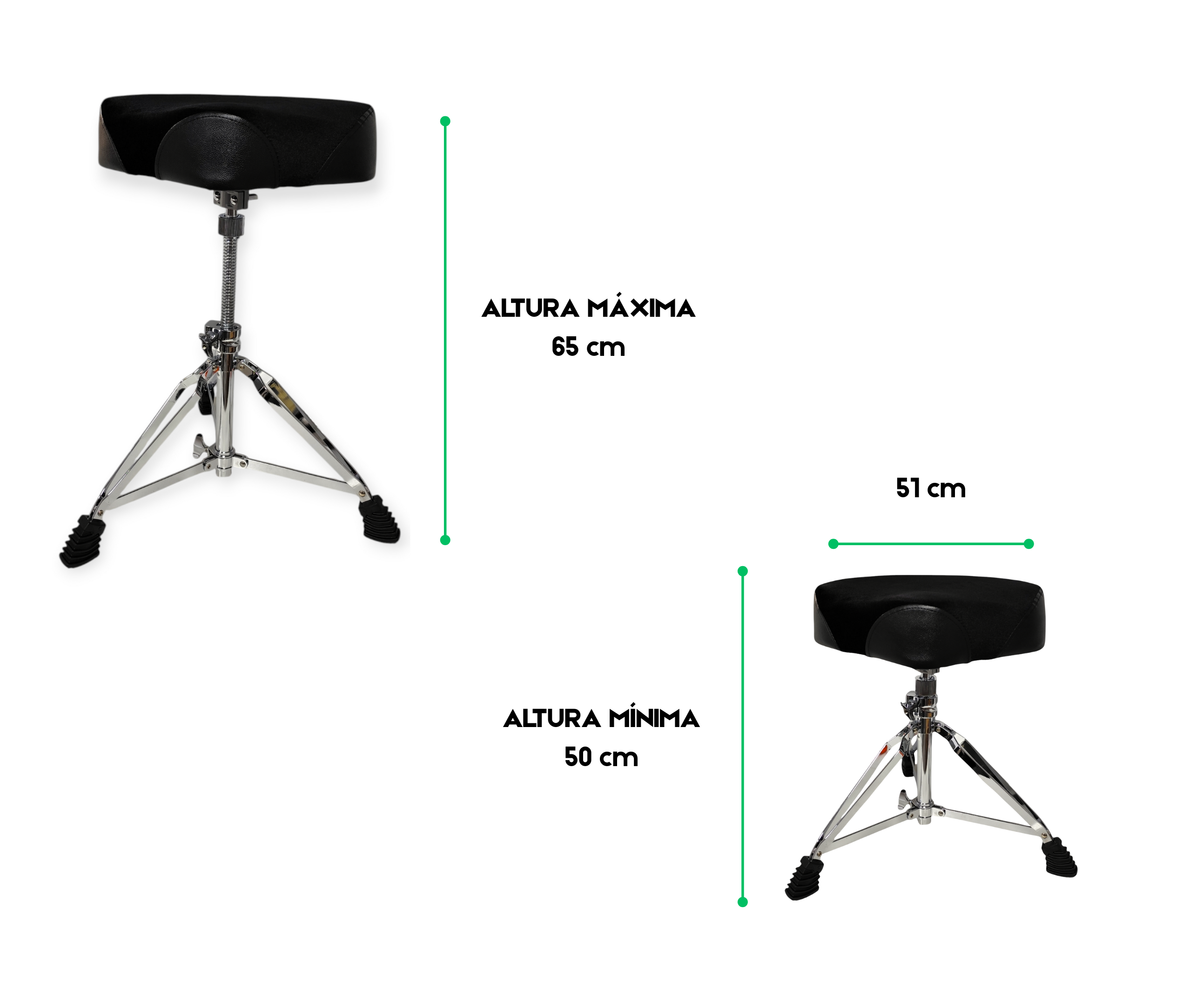Banqueta Bateria Parquer Tipo Moto Ergonomica Doble y Cromada - Imagen 2