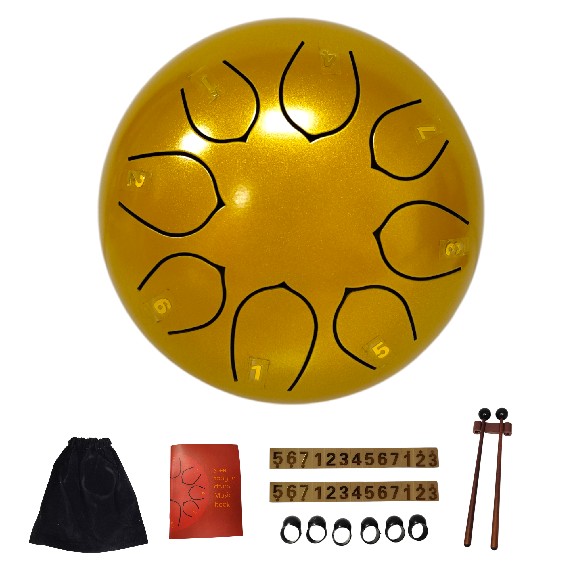 Steel Tongue Drum 6 Pulgadas 8 Tonos Parquer Dorado