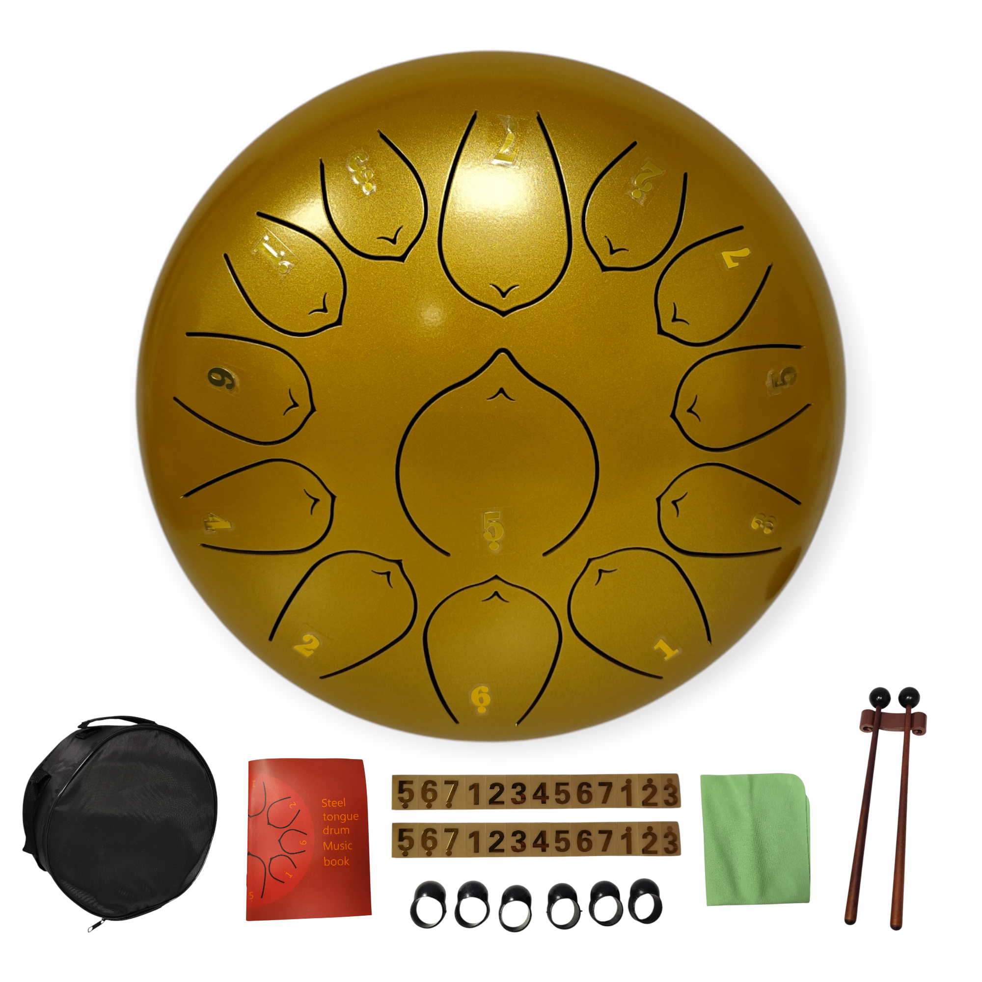 Steel Tongue Drum 10 Pulgadas 13 Tonos Meditacion Color Dorado Oscuro