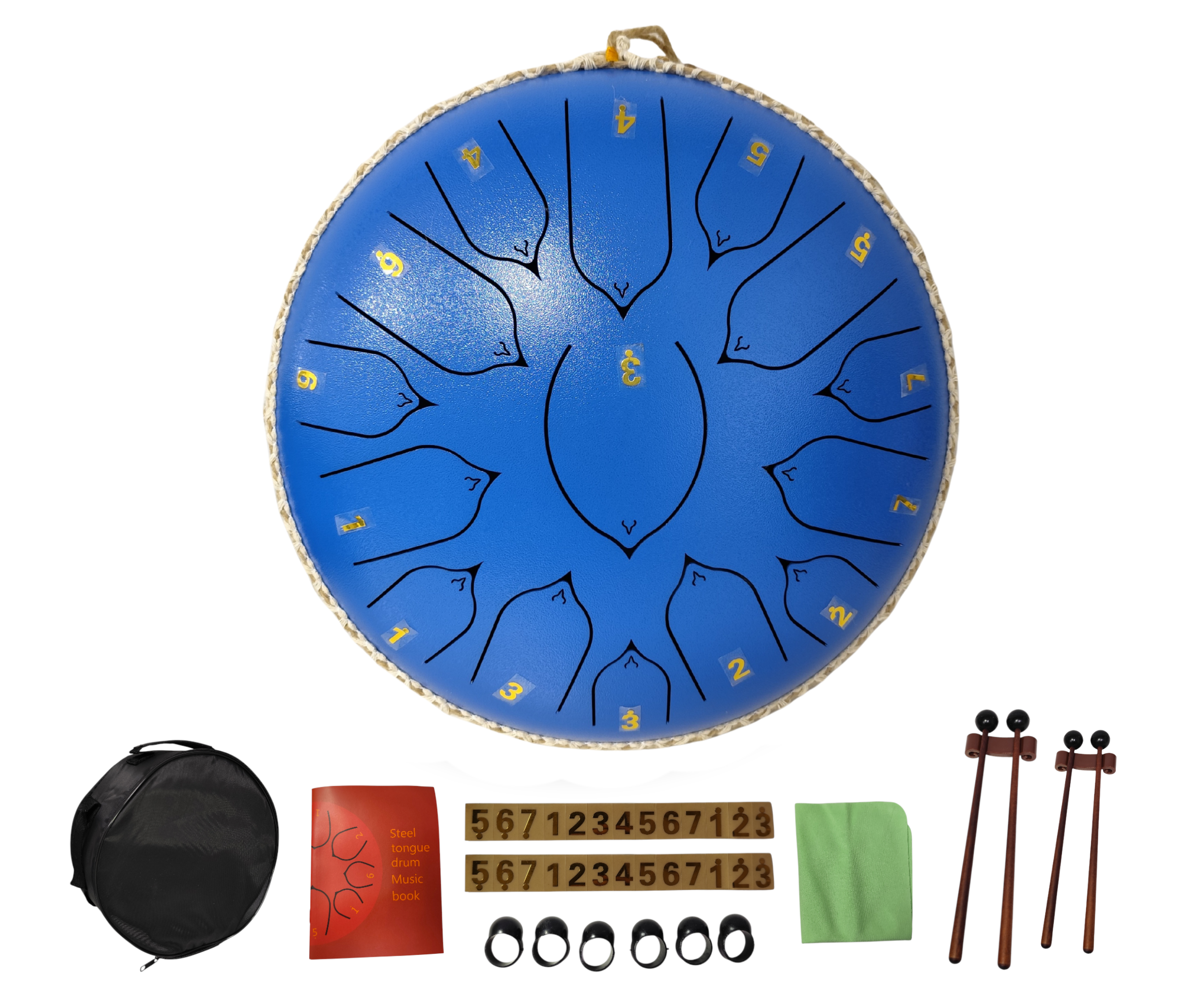Steel Tongue Drum 13 Pulgadas 15 Tonos Parquer Azul