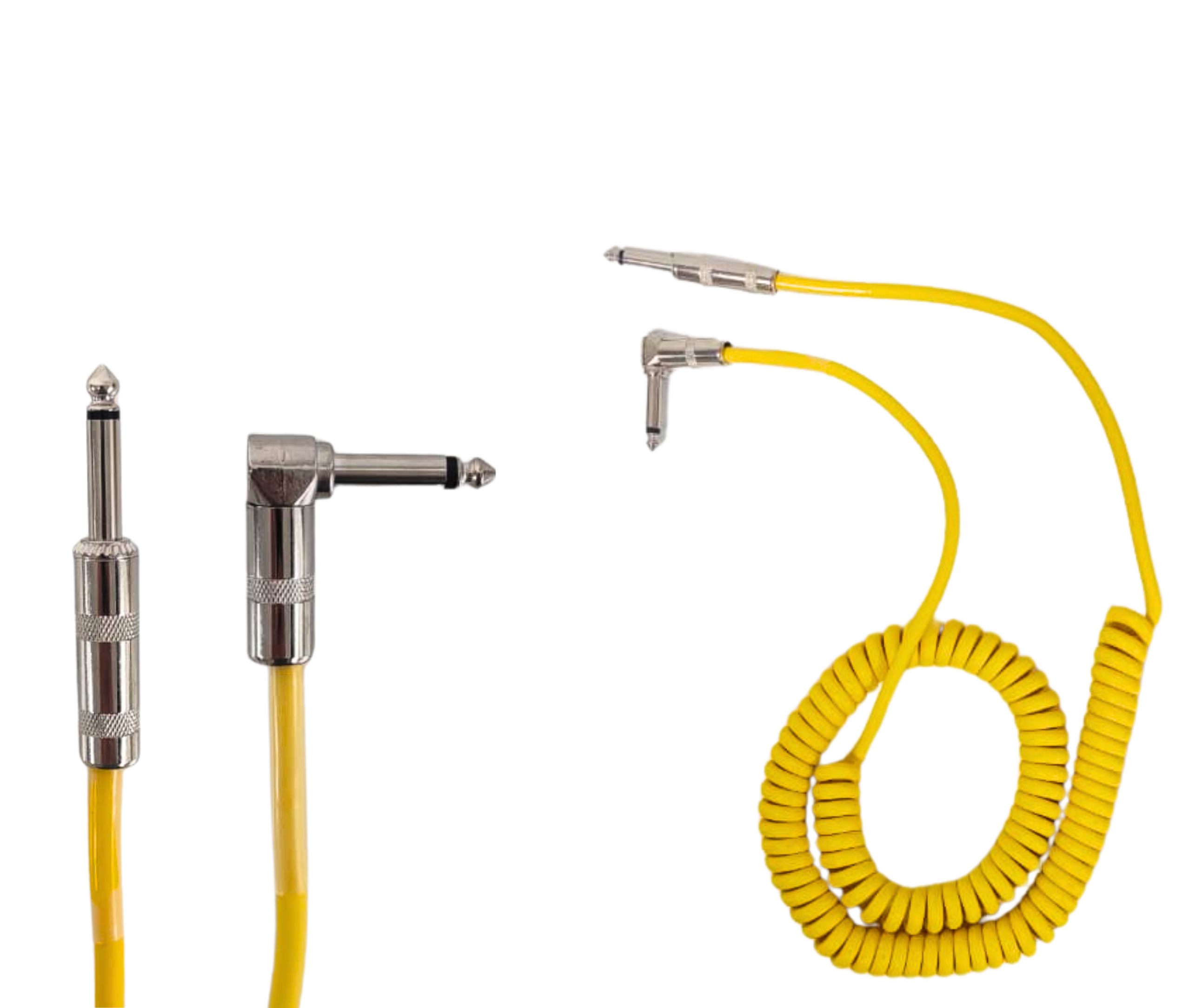 Cable Espiral Plug Angular 5 Mtr Parquer Amarillo Guitarra