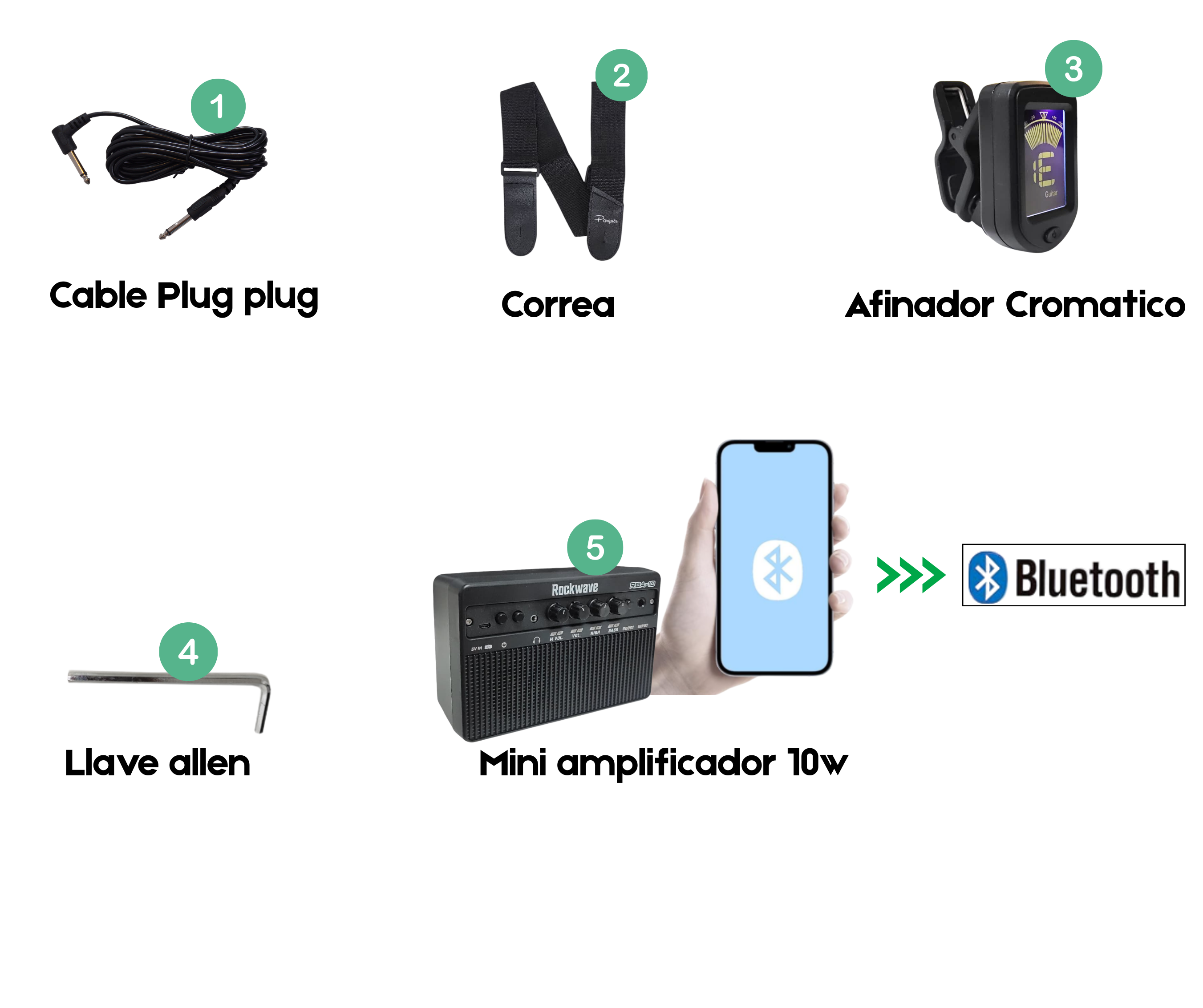Combo Bajo Electrico Con Amplificador 10w Bluetooth Y Accesorios Color Sunburst - Imagen 4