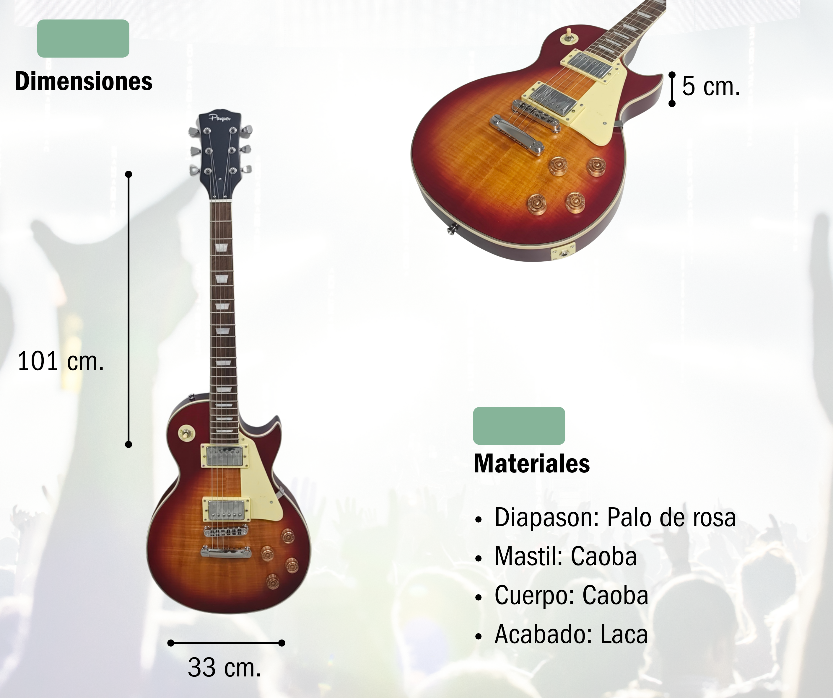 Guitarra Electrica Parquer Les Paul Honey Flameada Humbucker - Imagen 4