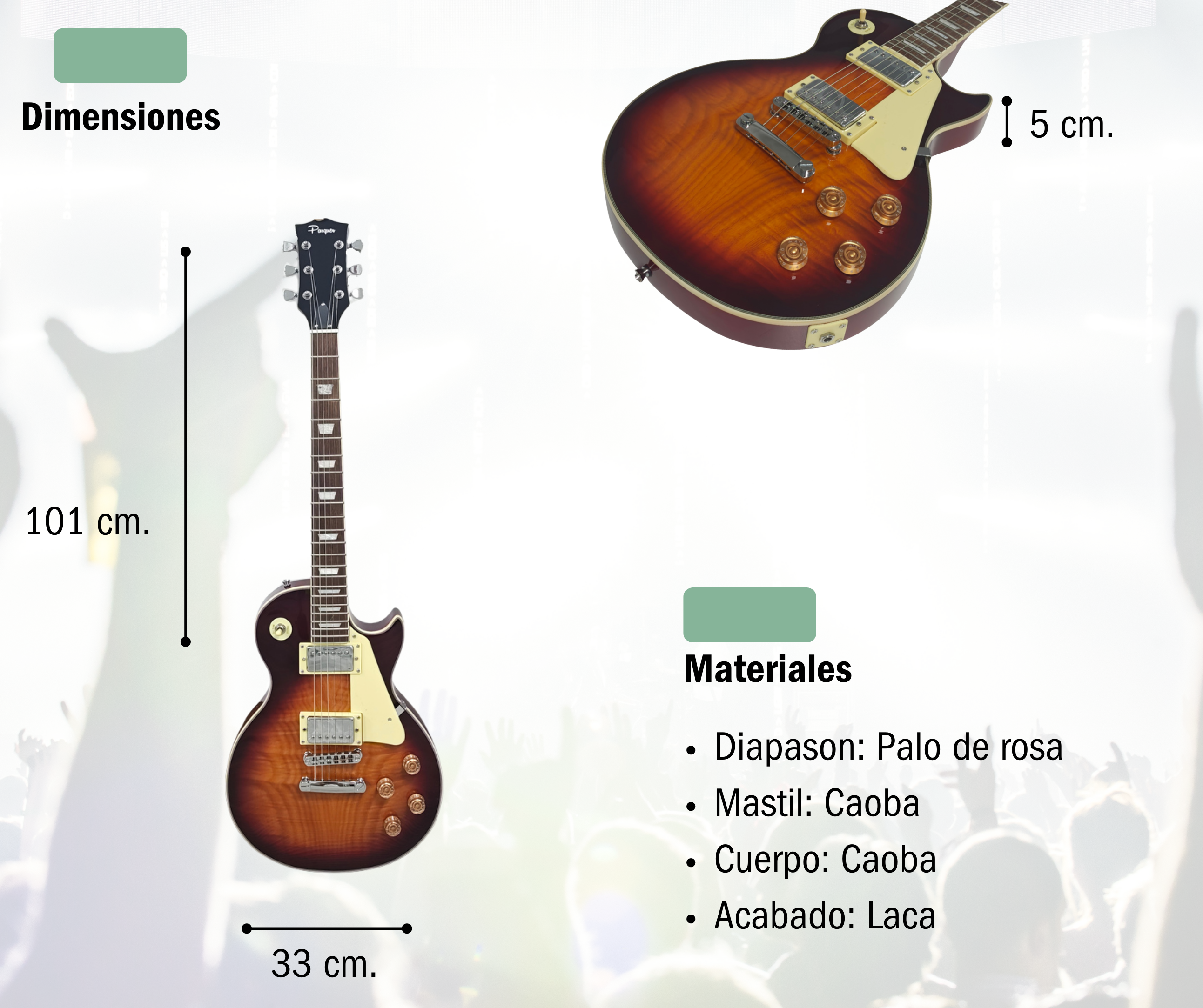 Guitarra Electrica Parquer Les Paul Sunburst Humbucker Funda - Imagen 4