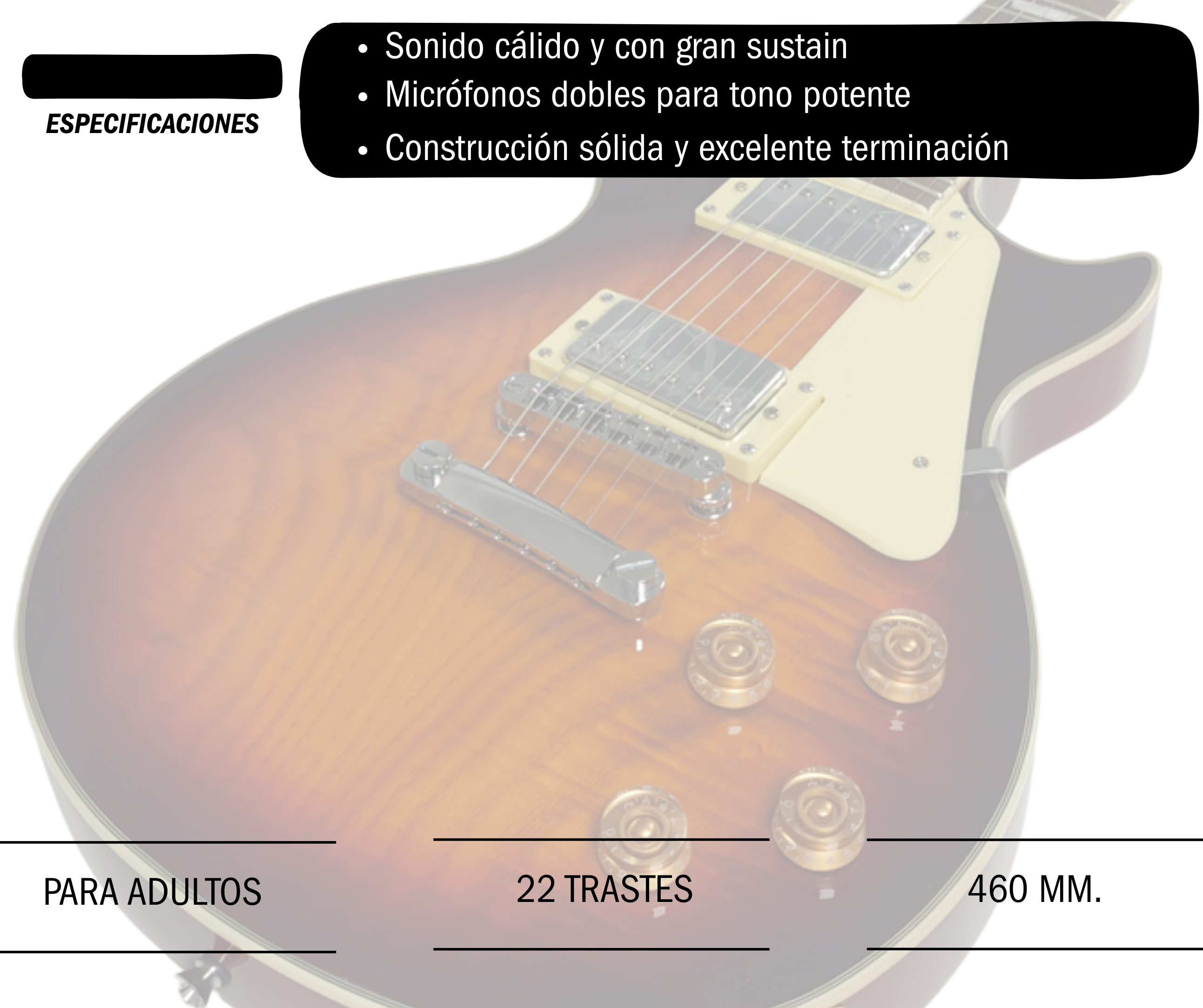 Guitarra Electrica Parquer Les Paul Sunburst Humbucker Funda - Imagen 3