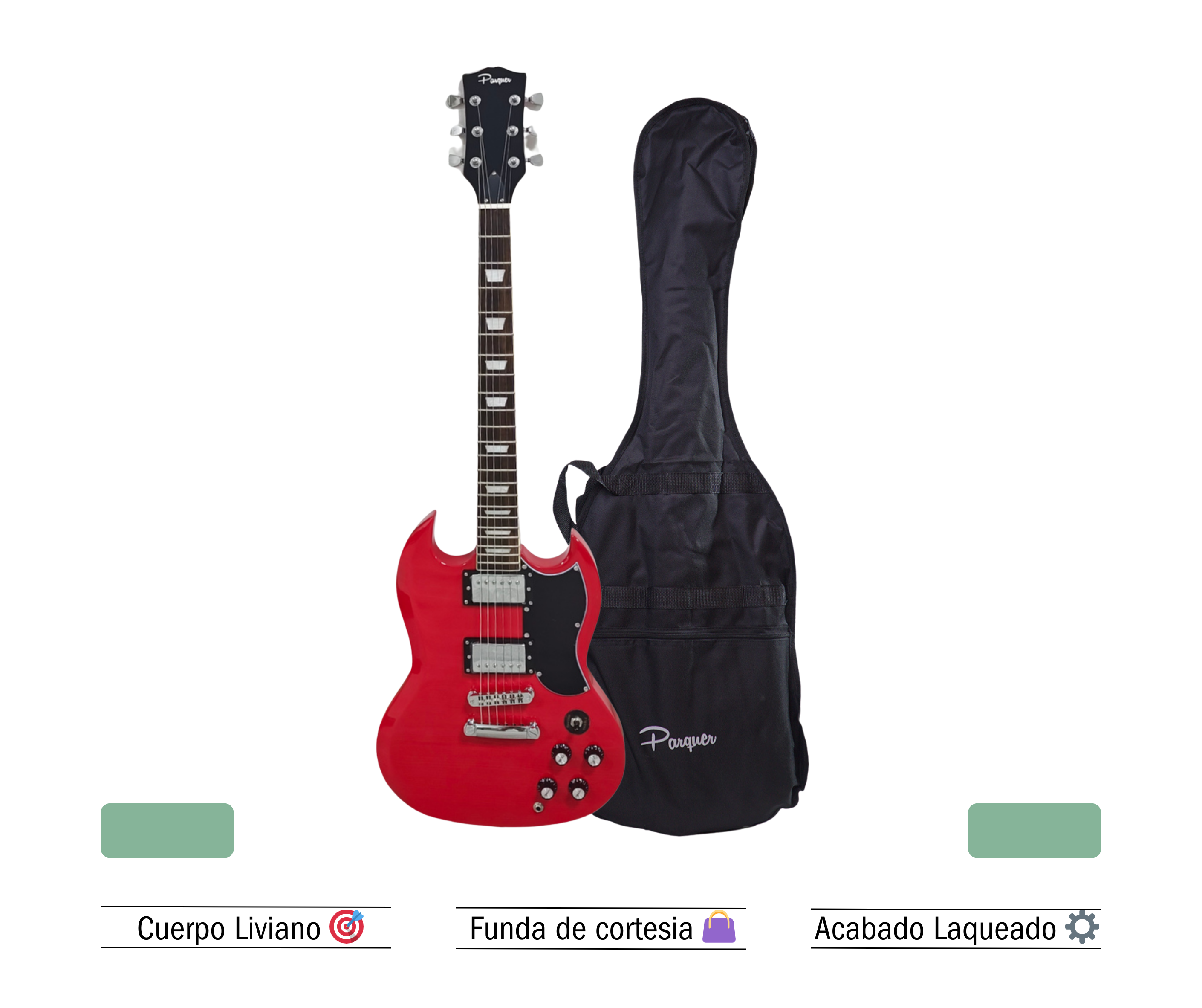 Guitarra Eléctrica Parquer Sg100 Diestro Con Funda Maple Color Rojo - Imagen 5