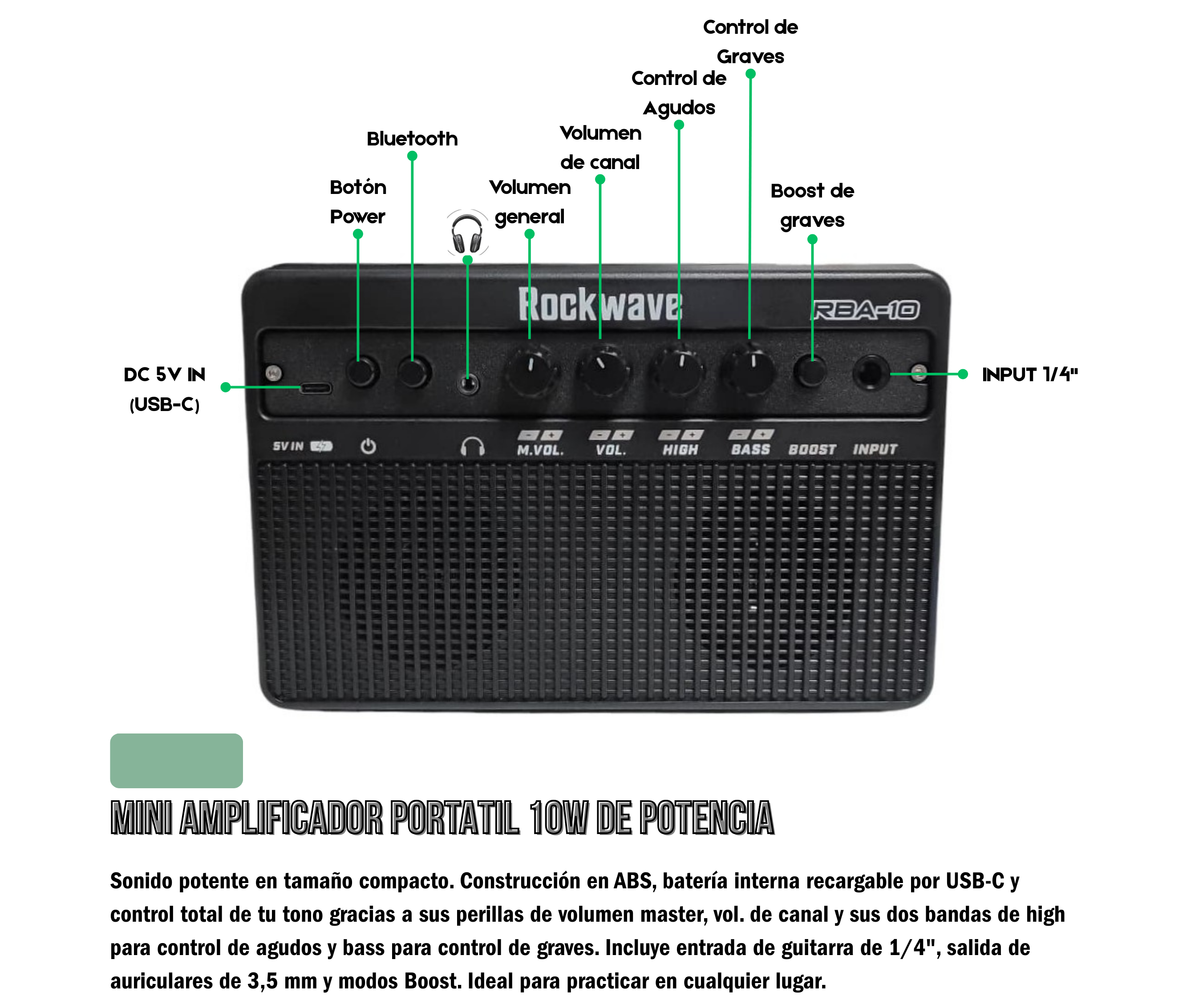 Combo Bajo Electrico Con Amplificador 10w Bluetooth Y Accesorios Color Sunburst - Imagen 3