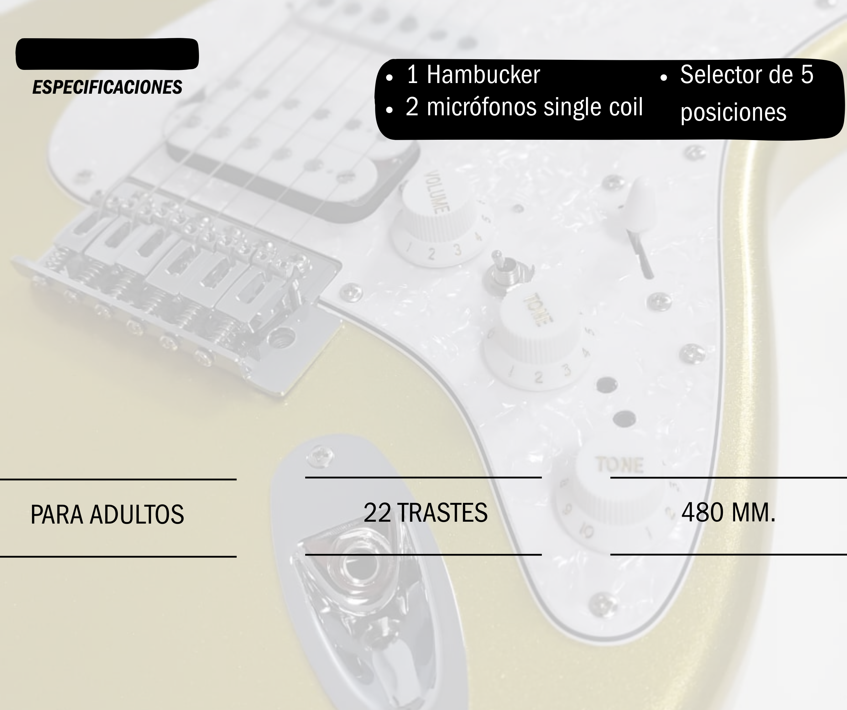 Guitarra Electrica Parquer Stratocaster Dorada Activo Con Fx Incluidos + Accesorios - Imagen 3