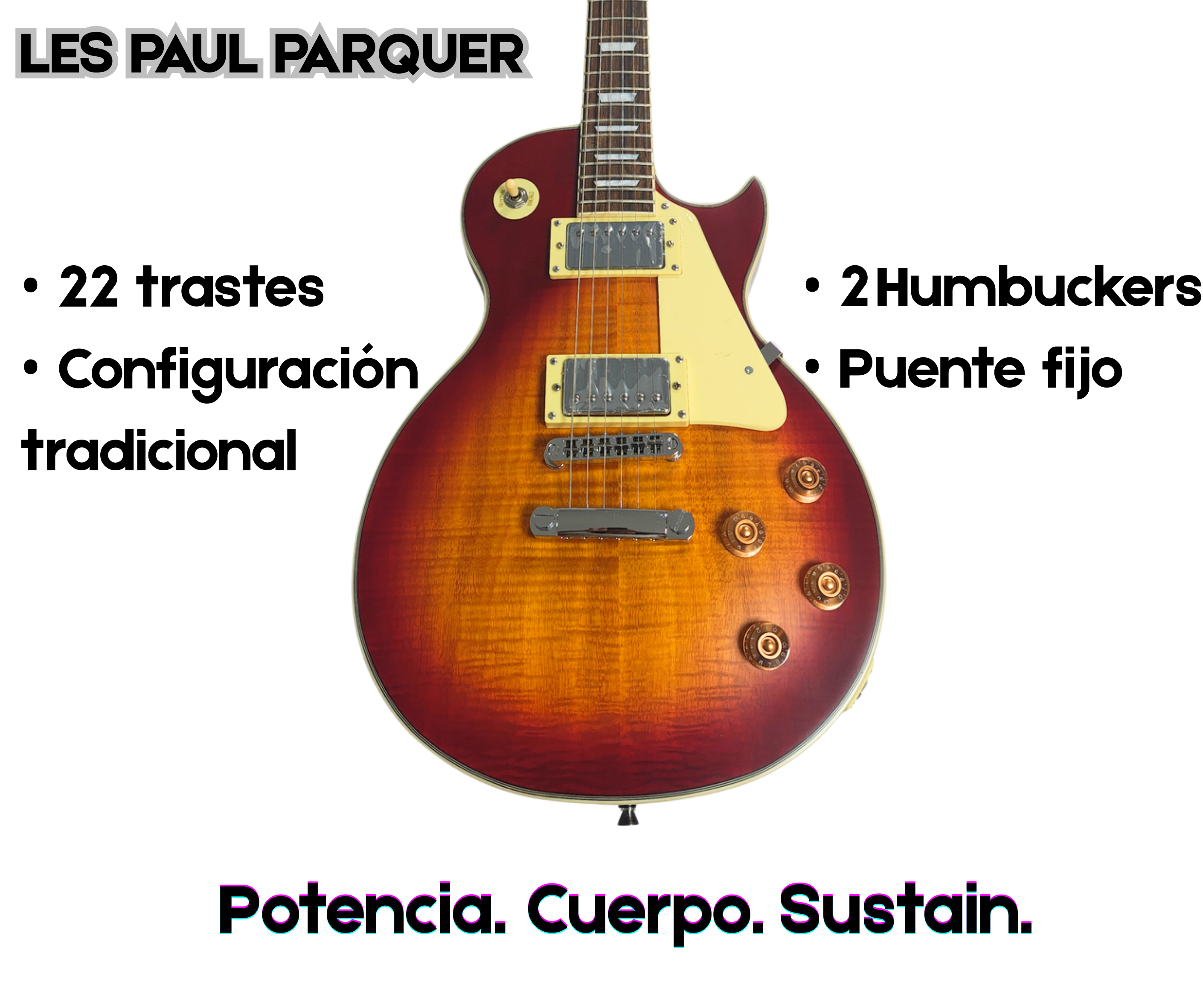 Guitarra Electrica Parquer Les Paul Honey Flameada Humbucker - Imagen 5