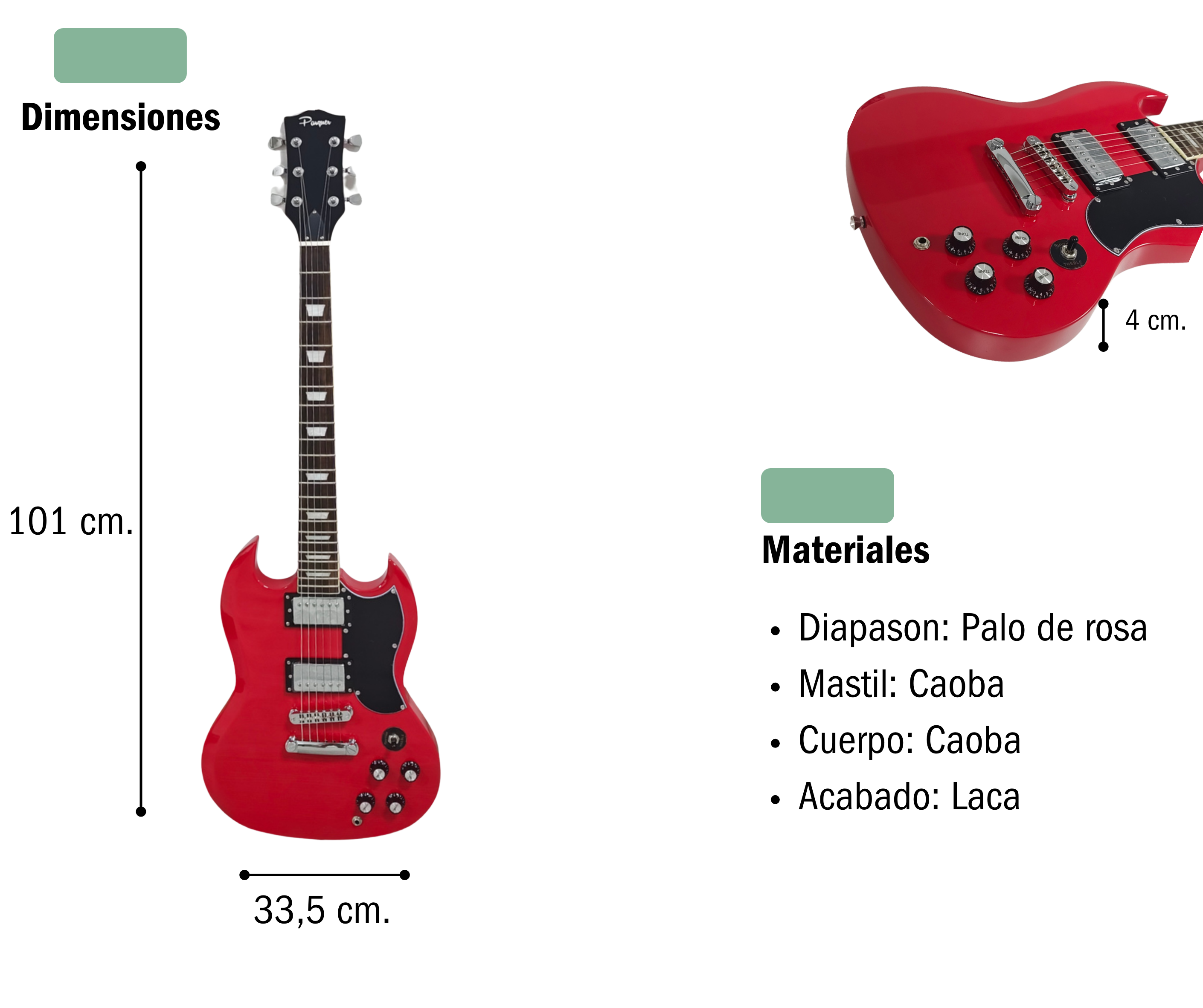 Guitarra Eléctrica Parquer Sg100 Diestro Con Funda Maple Color Rojo - Imagen 4