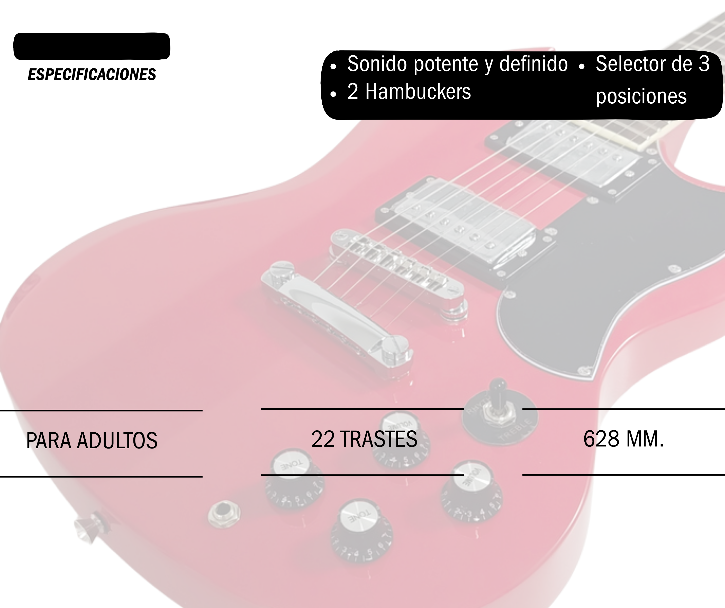 Guitarra Eléctrica Parquer Sg100 Diestro Con Funda Maple Color Rojo - Imagen 3