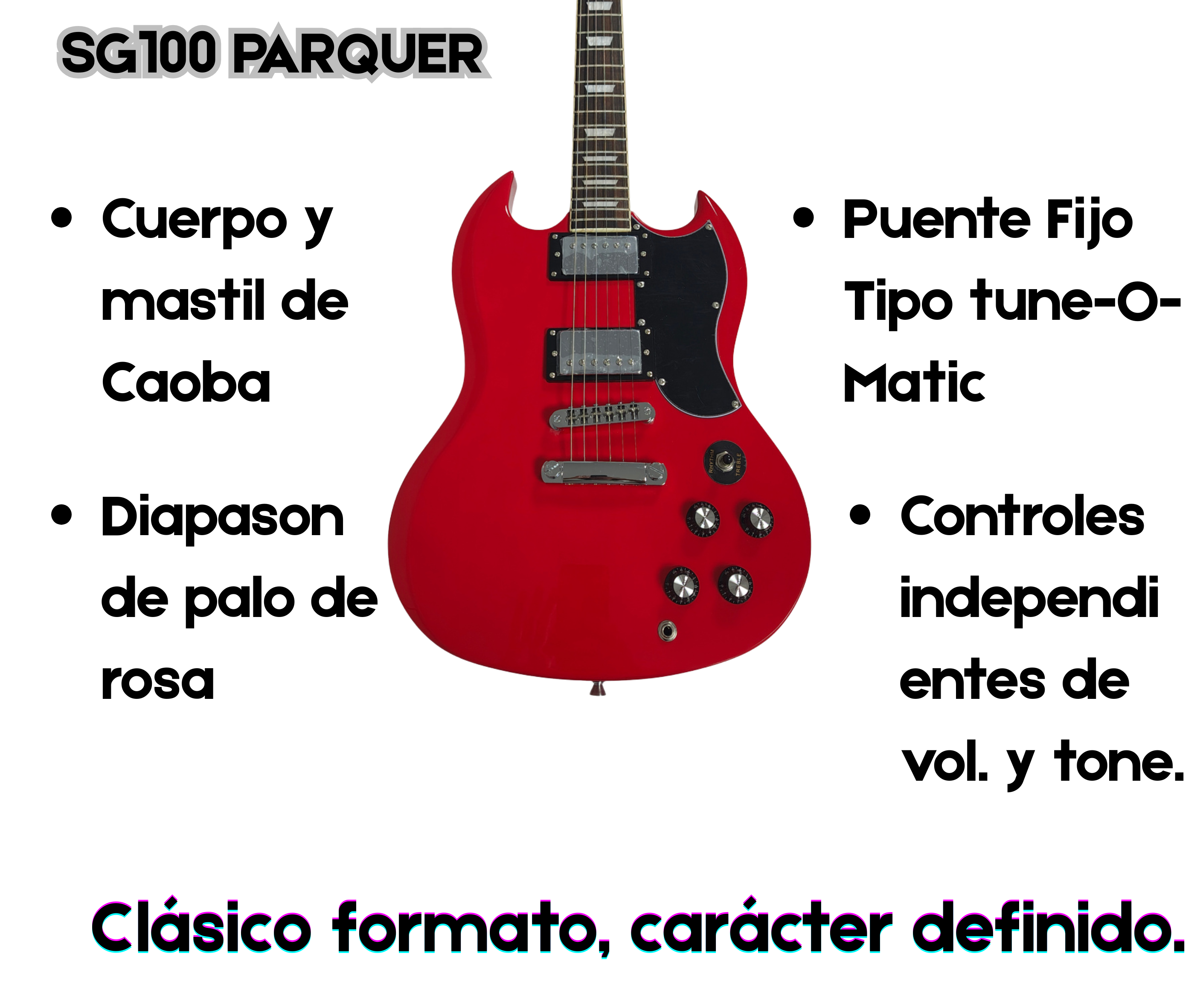 Guitarra Eléctrica Parquer Sg100 Diestro Con Funda Maple Color Rojo - Imagen 6