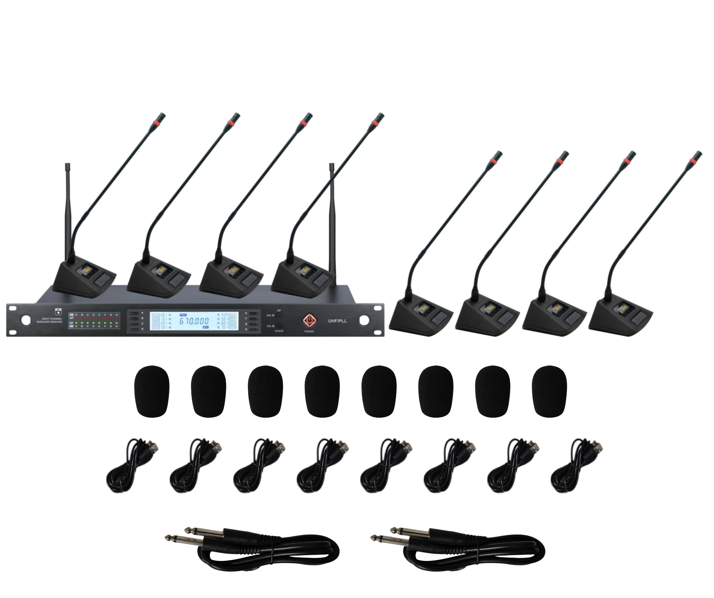 Micrófono Inalámbrico 8 Canales Cuello Ganso Uhf Hügel Negro