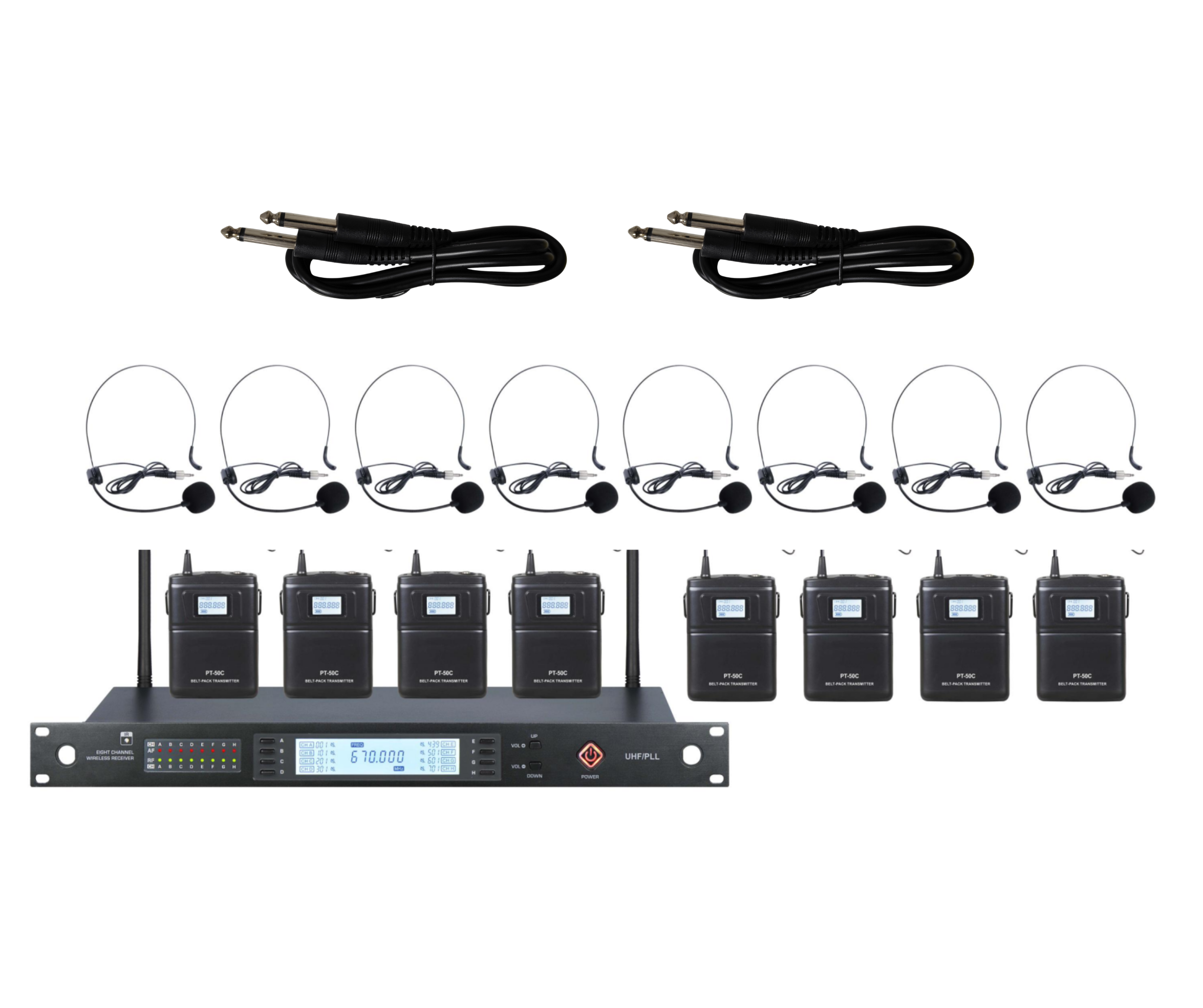 Micrófono Inalámbrico 8 Canales Vincha Body Pack Uhf Hügel