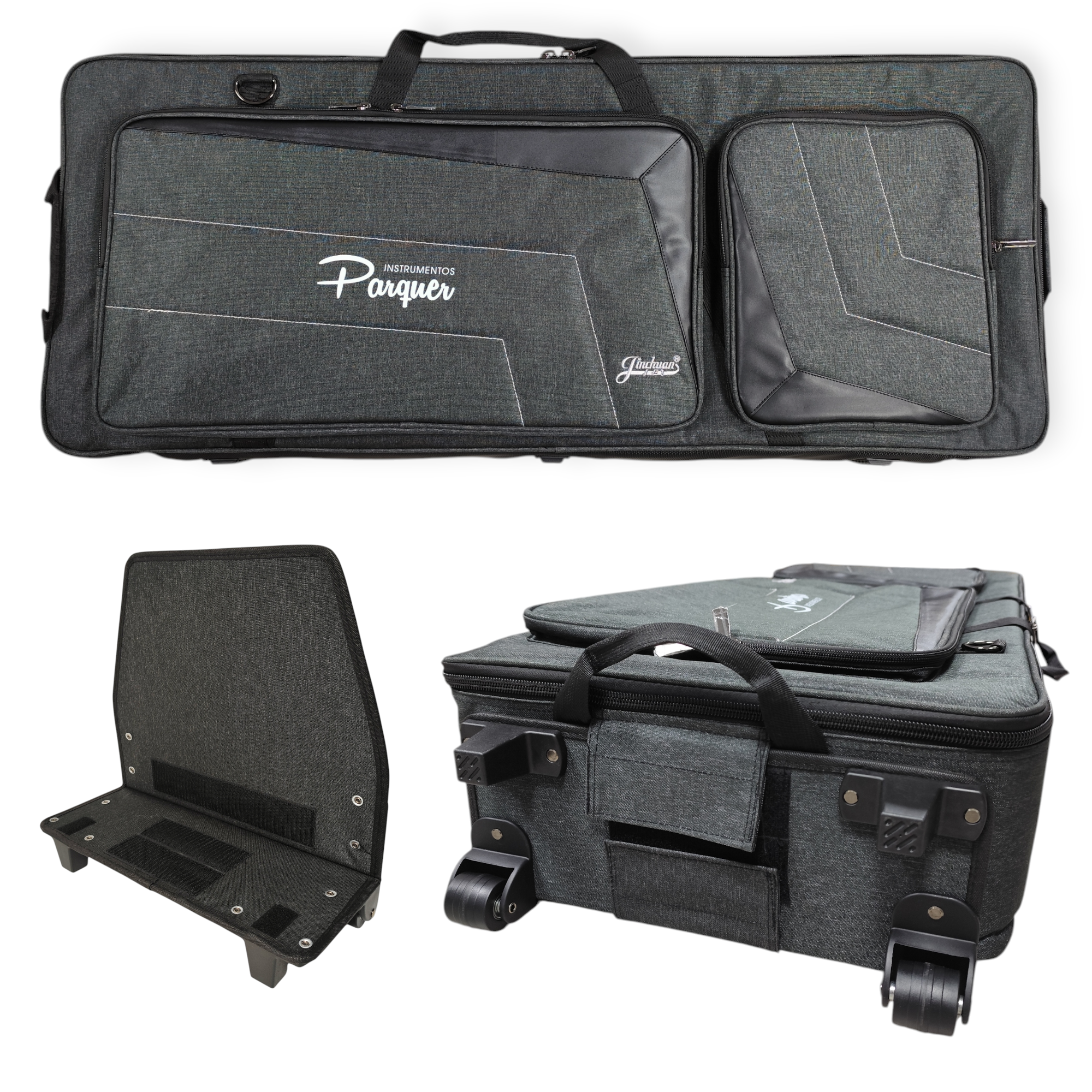 Funda Alcolchada De Teclado 88 Teclas 7/8 Con Ruedas Parquer Negro