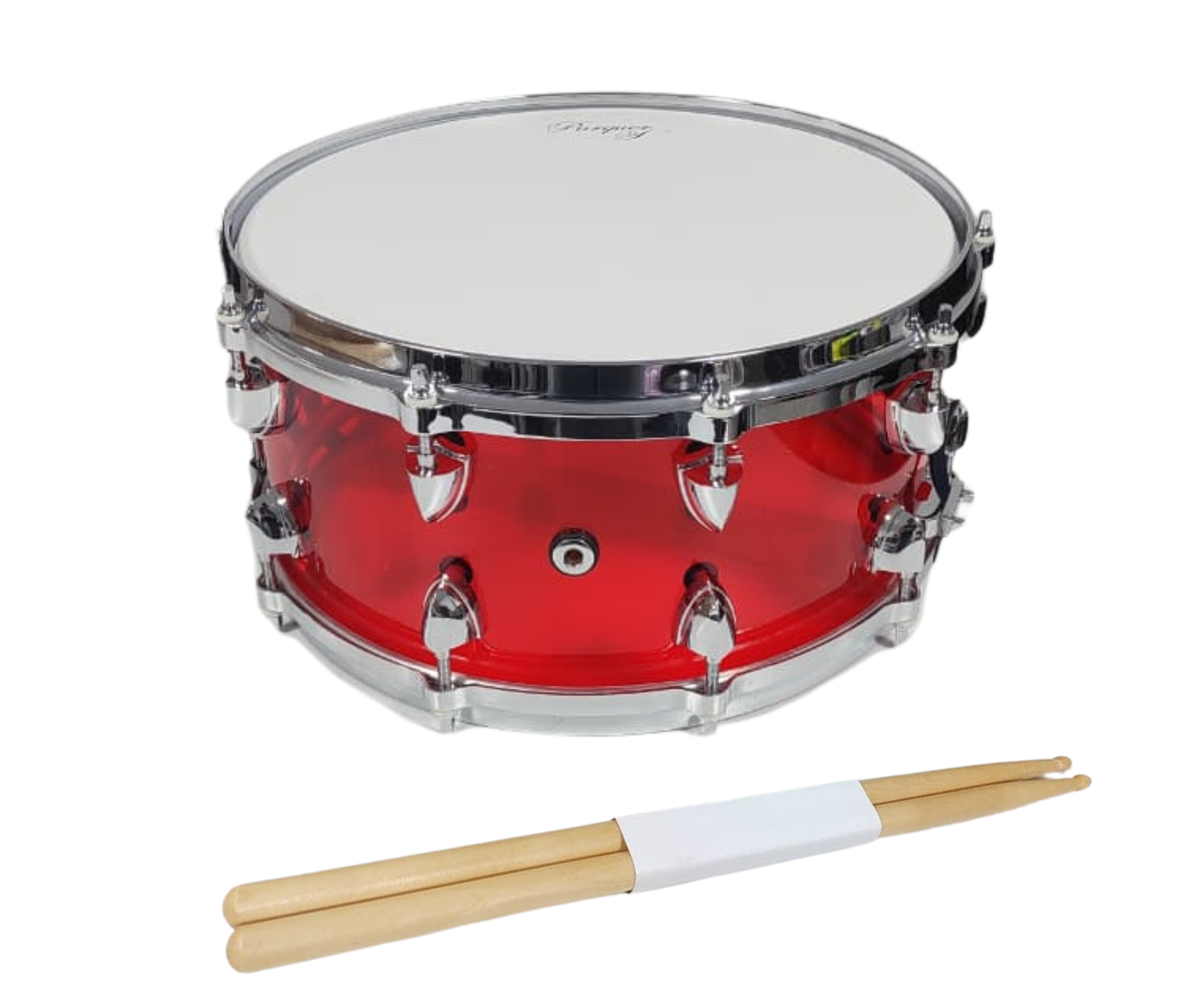 Tambor Redoblante Parquer Acrilico Rojo 14x6.5 Rojo Translucido