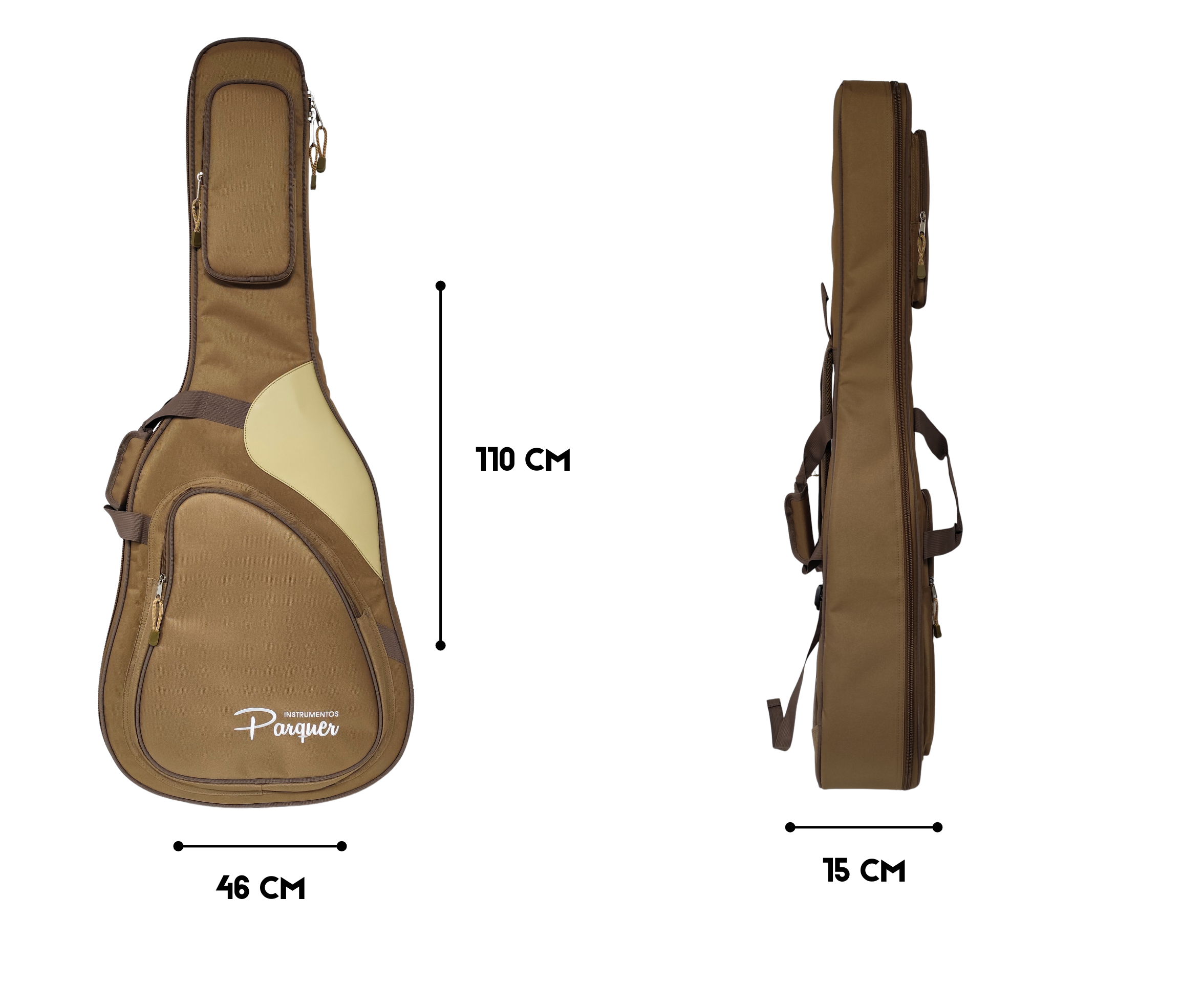 Funda Semirígida De Guitarra Acustica Parquer Impermeable Marron 41'' - Imagen 2