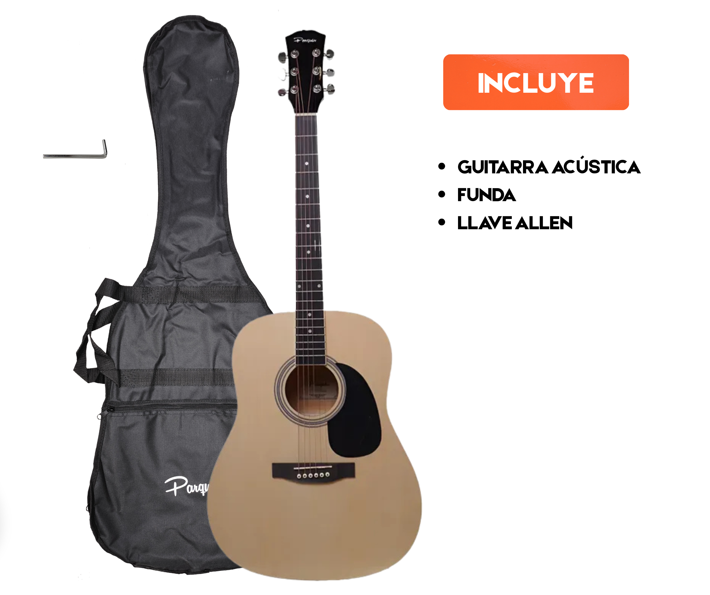 Guitarra Acustica Parquer Custom Mate con Funda - Imagen 2