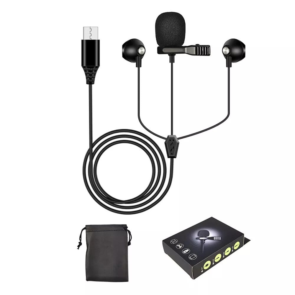 Micrófono Corbatero USB C Hugel SEM350C Con Auricular