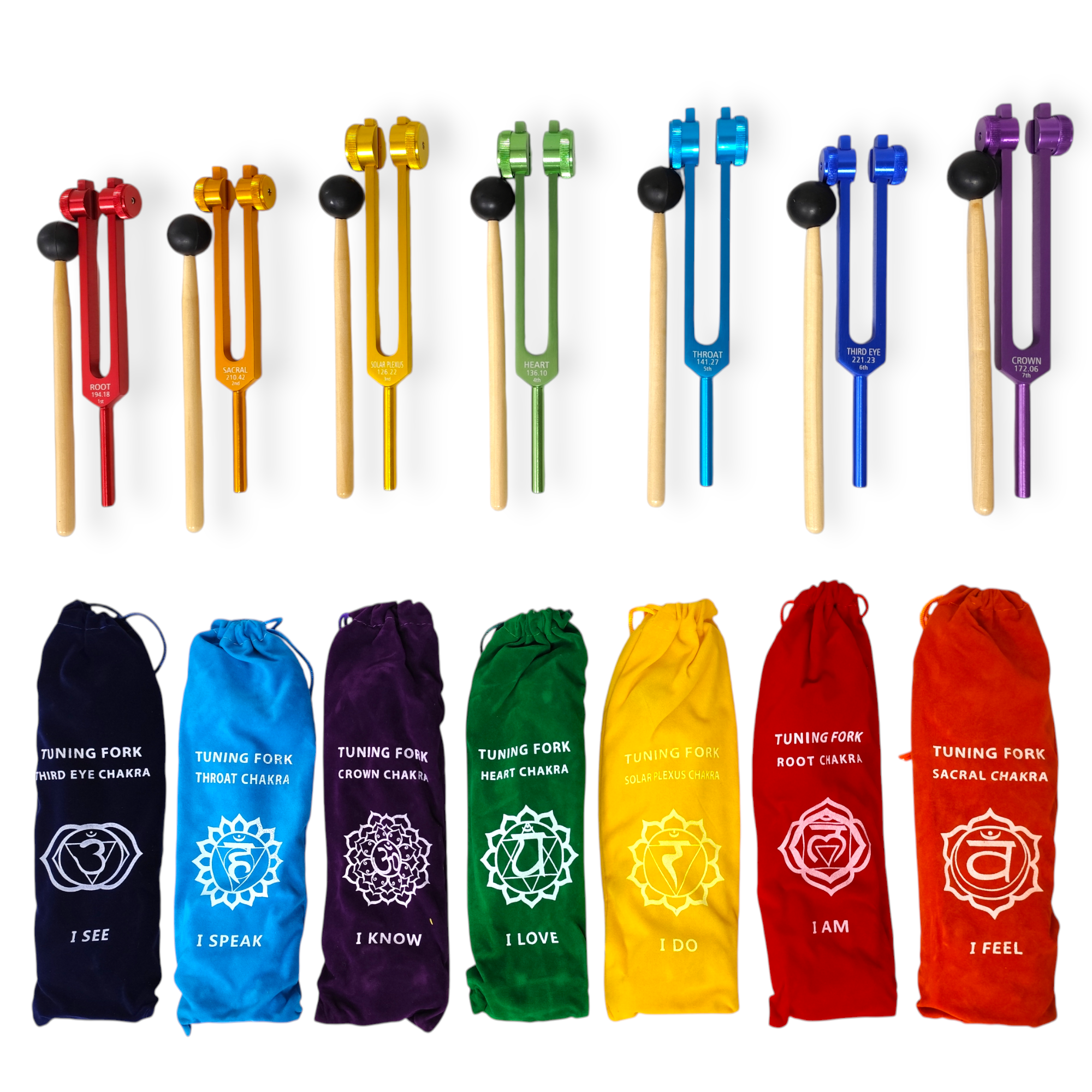 Set Diapasones Chakra Energetico Con Funda Y Mazo Parquer