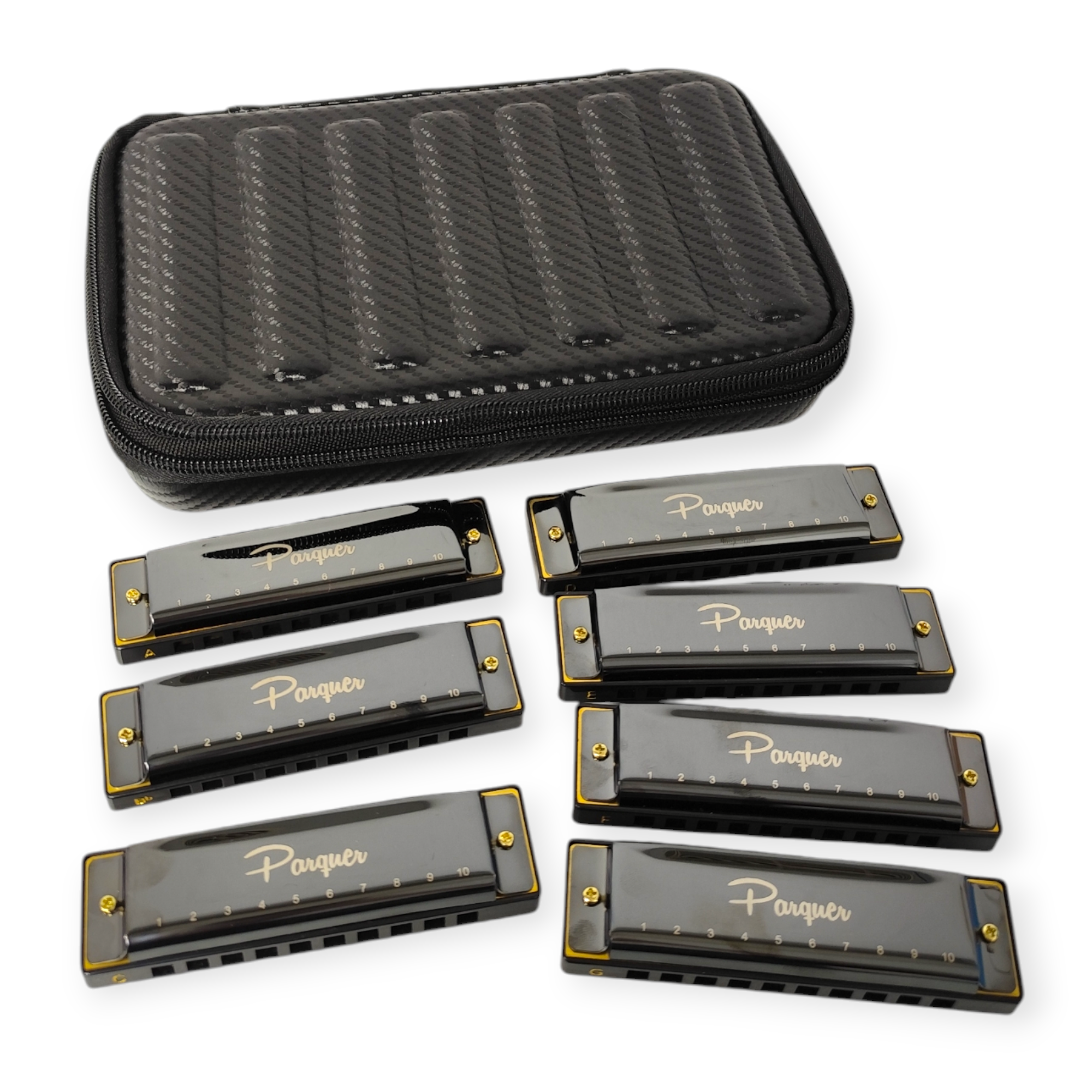 Set De Armonicas Parquer Bluseras Diatonica C,d,e,f,g,a Y Bb C Negro