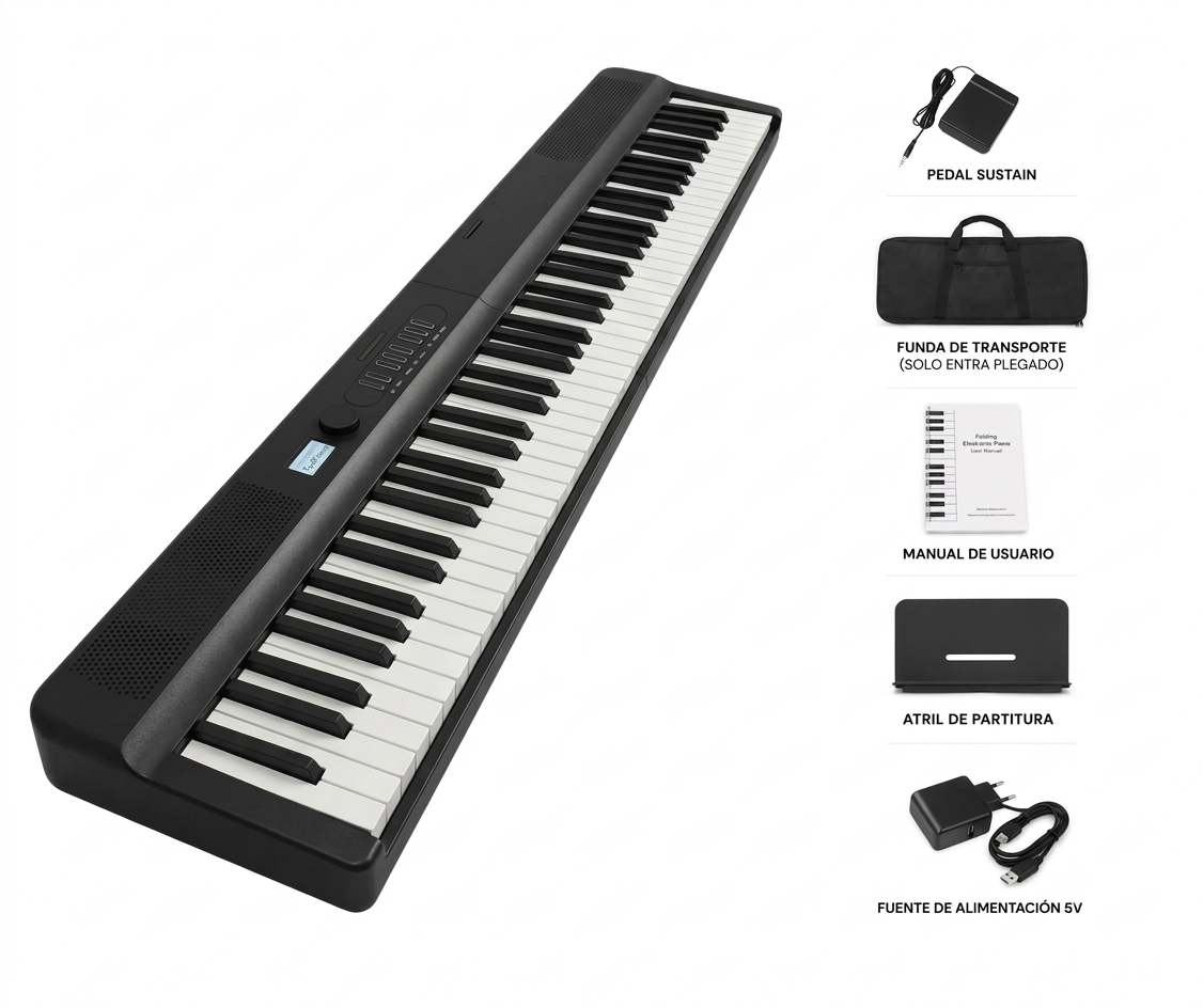 Piano Digital Parquer 88 Teclas Plegable Bluetooth Sensitivo