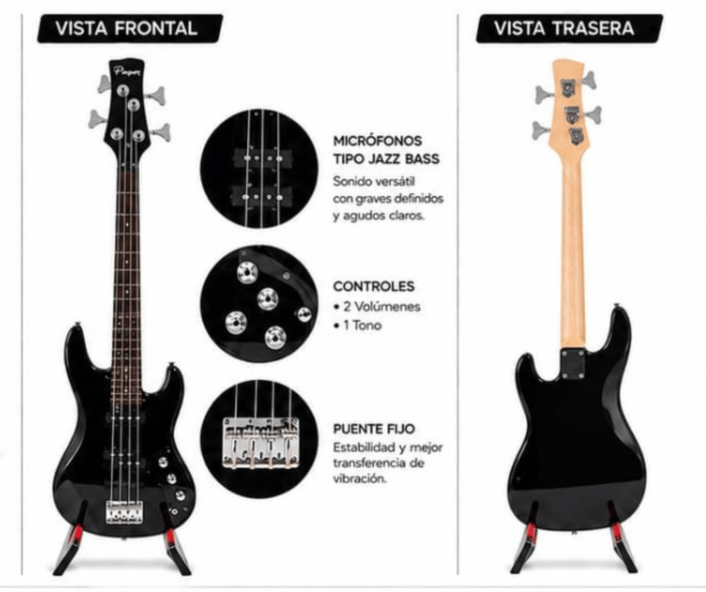 Bajo Eléctrico Parquer Jazz Bass Zurdo - Imagen 4